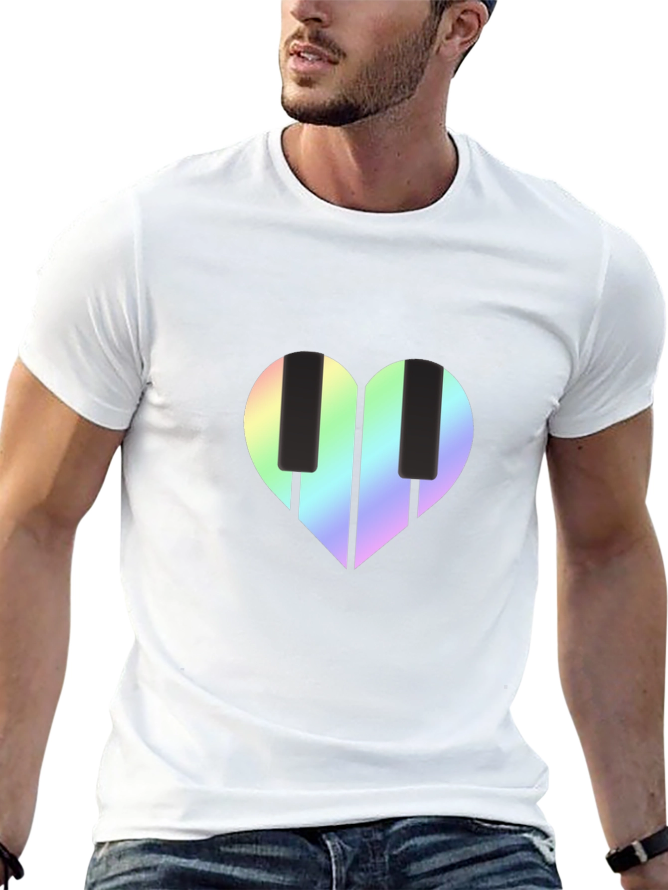 Heart Piano Keys Graphic Tee - Black