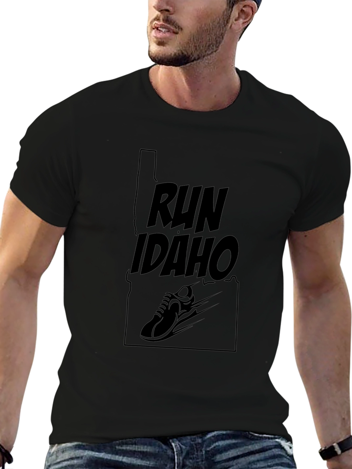 Run Idaho Black T-Shirt - State Pride