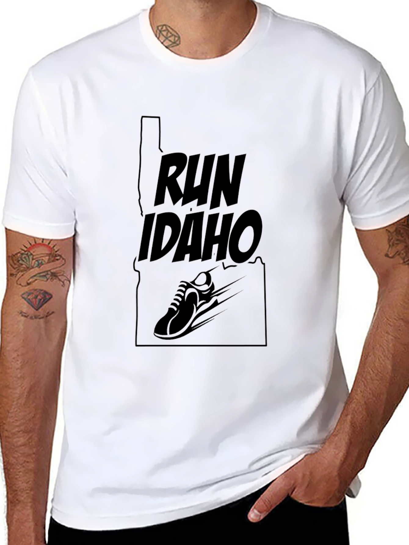 Run Idaho Black T-Shirt - State Pride