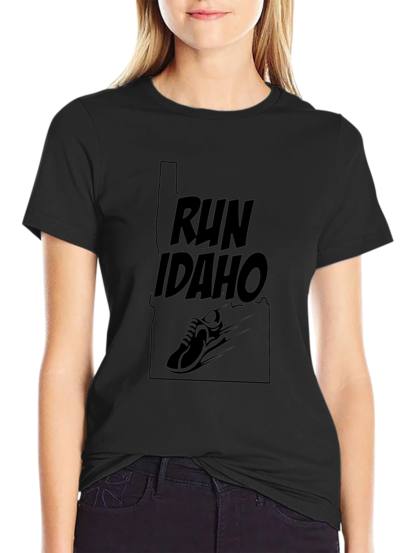 Run Idaho Black T-Shirt - State Pride