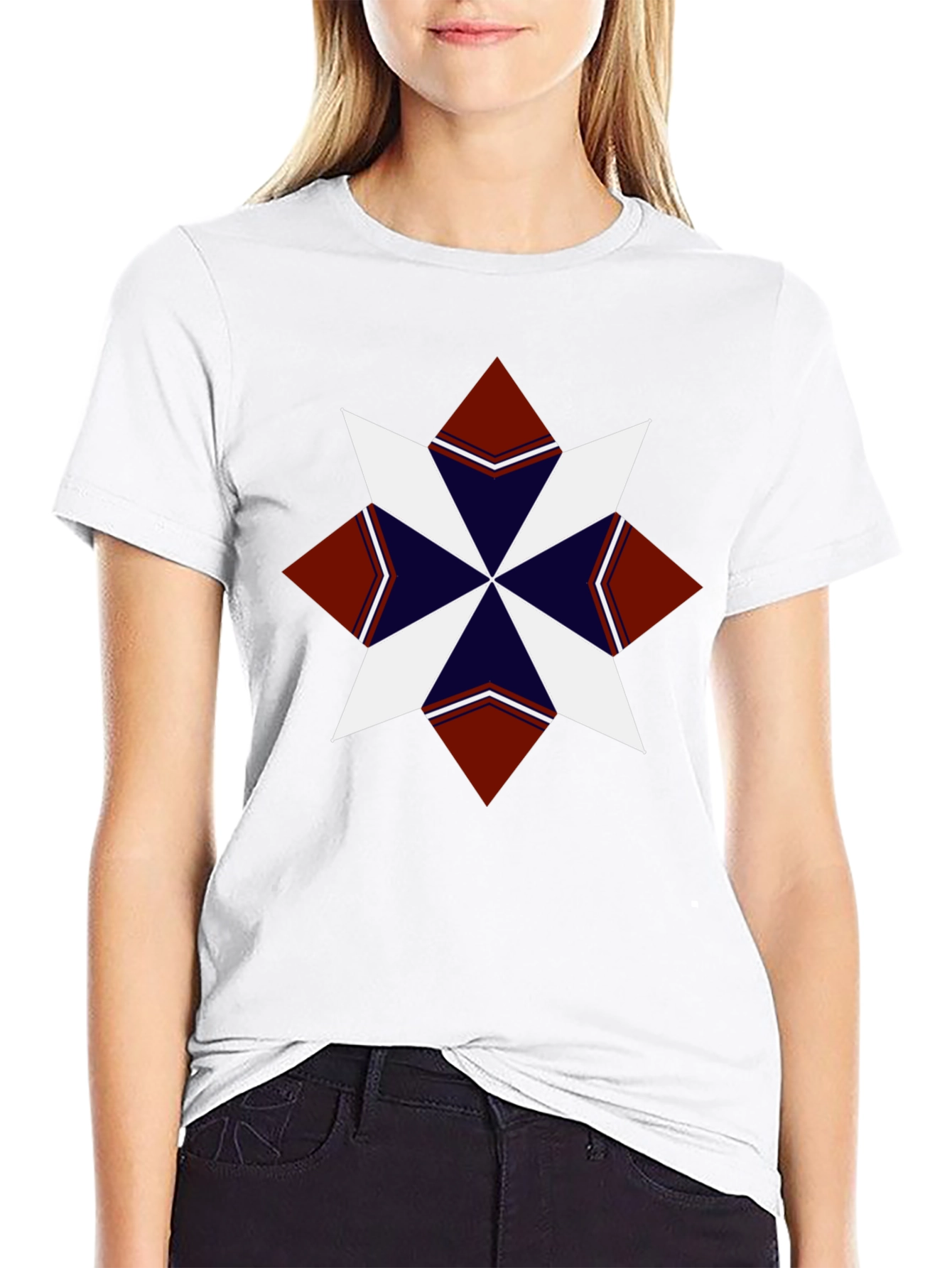 Geometric Starburst Graphic Tee - Black