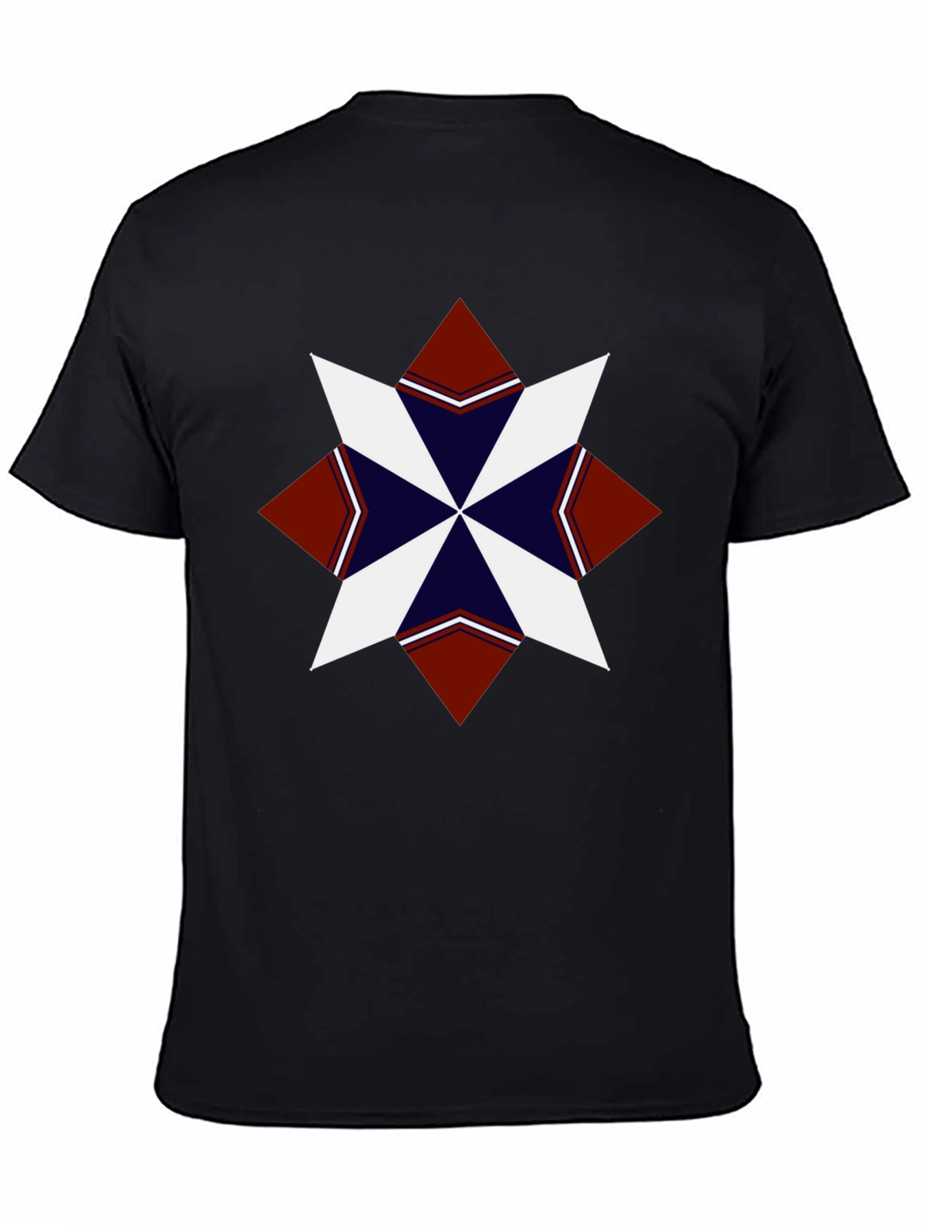 Geometric Starburst Graphic Tee - Black