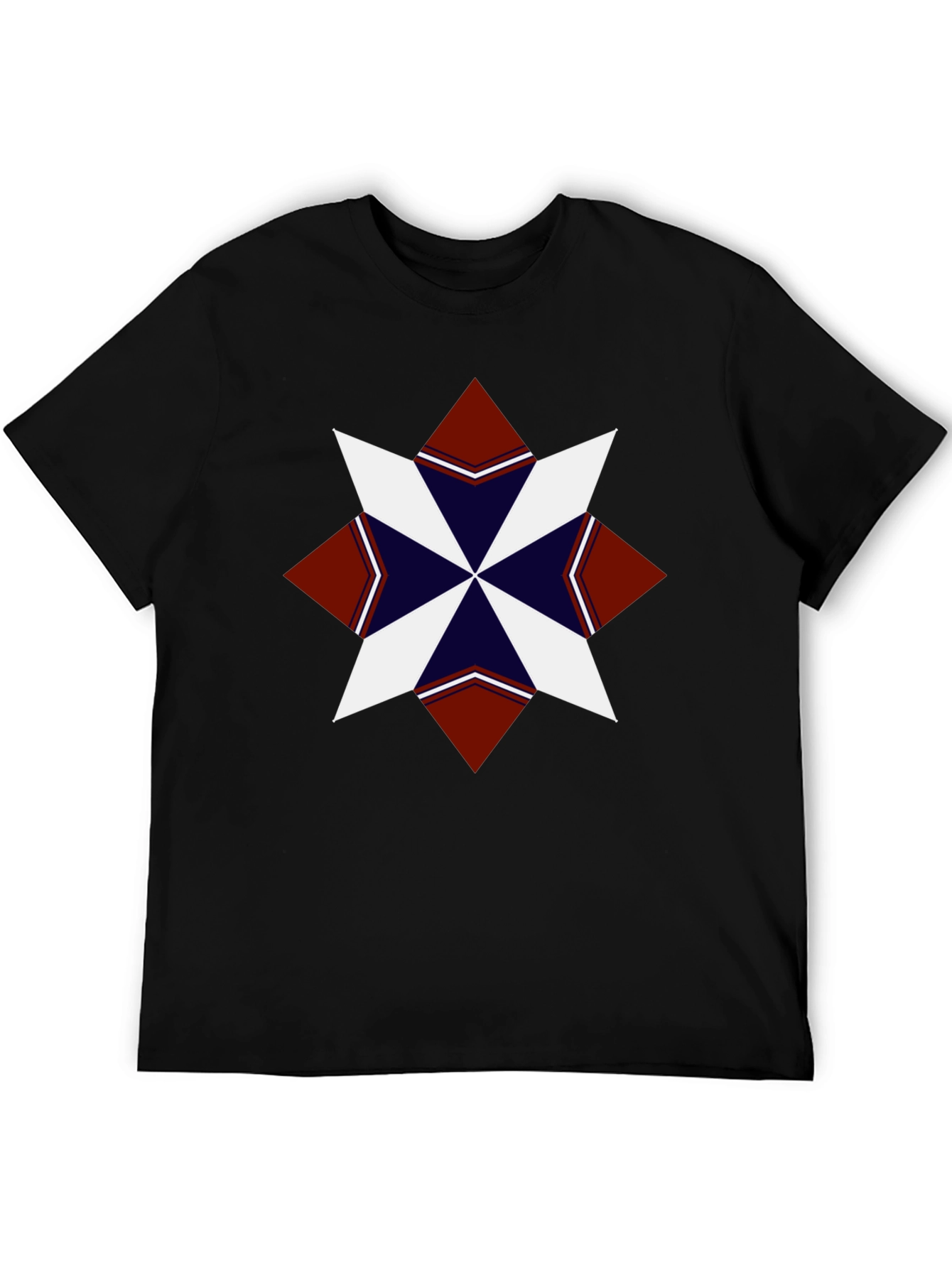 Geometric Starburst Graphic Tee - Black