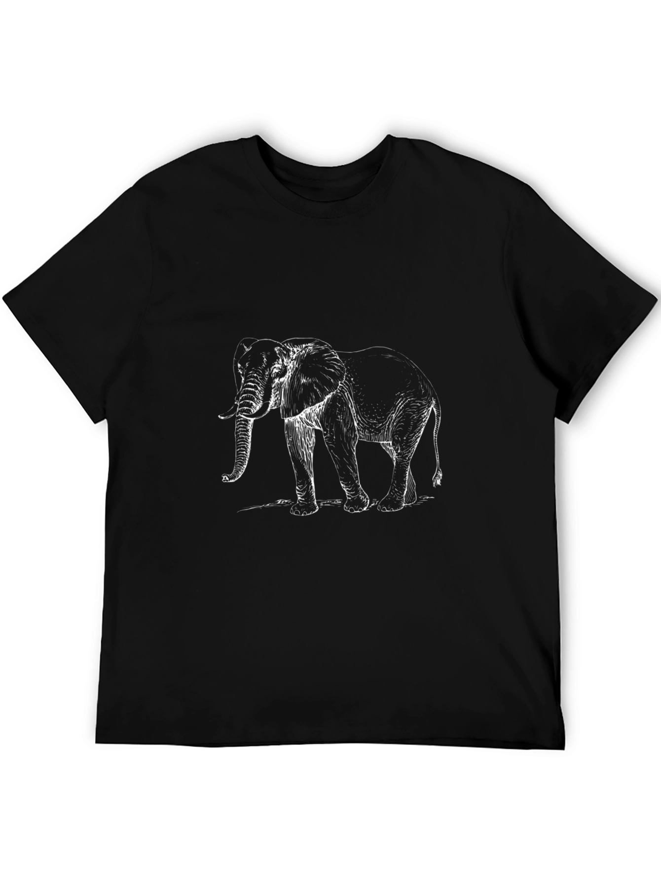 Elephant Sketch Graphic Tee - Black