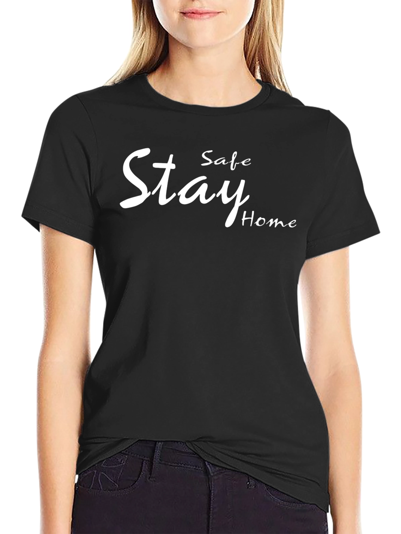 Stay Safe Stay Home Black T-Shirt