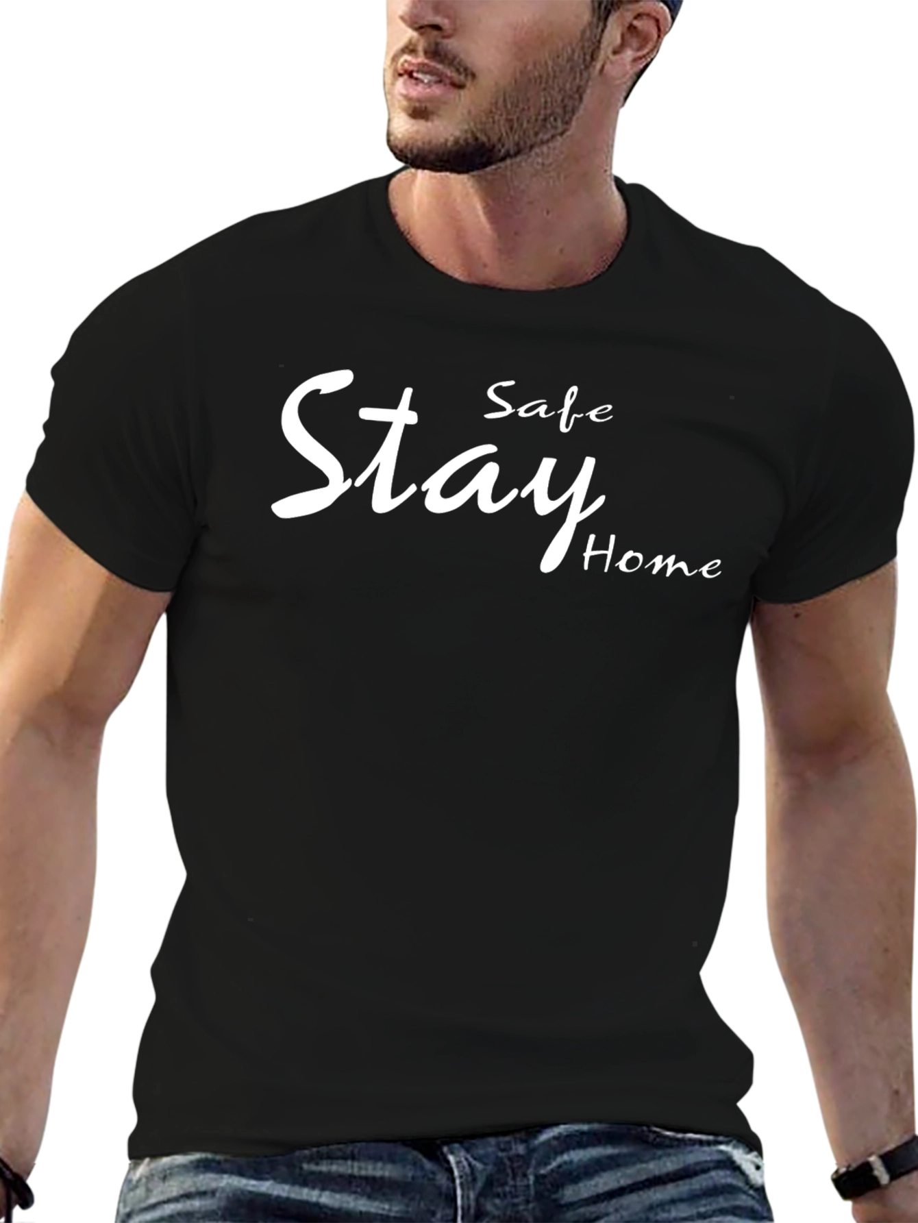 Stay Safe Stay Home Black T-Shirt