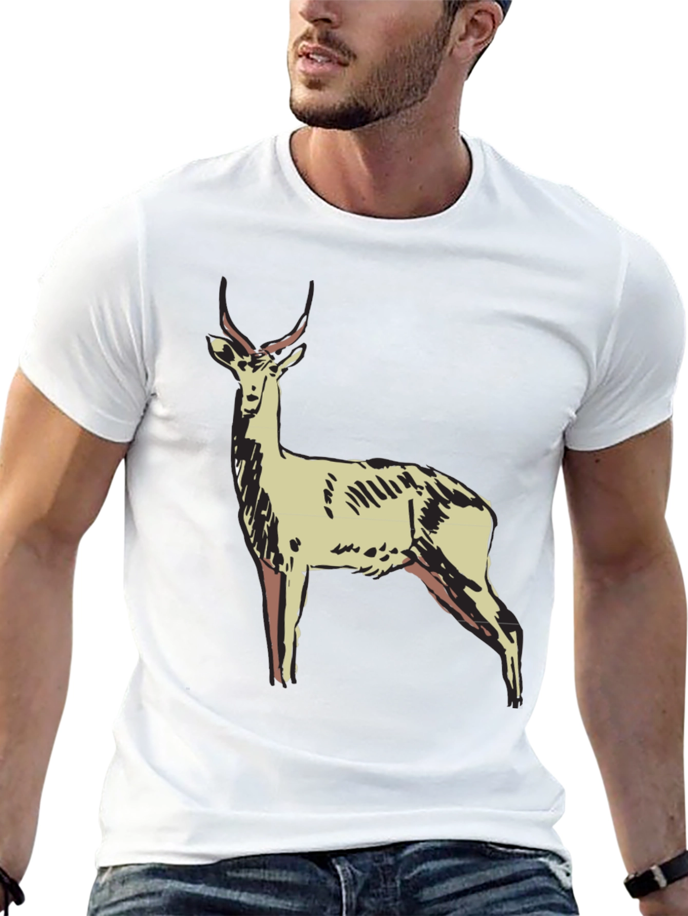Antelope Graphic Print Black T-Shirt
