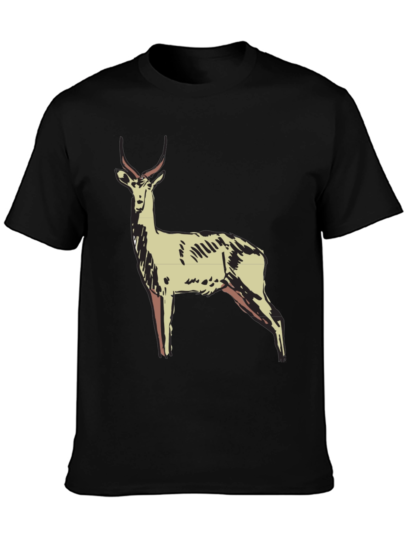 Antelope Graphic Print Black T-Shirt