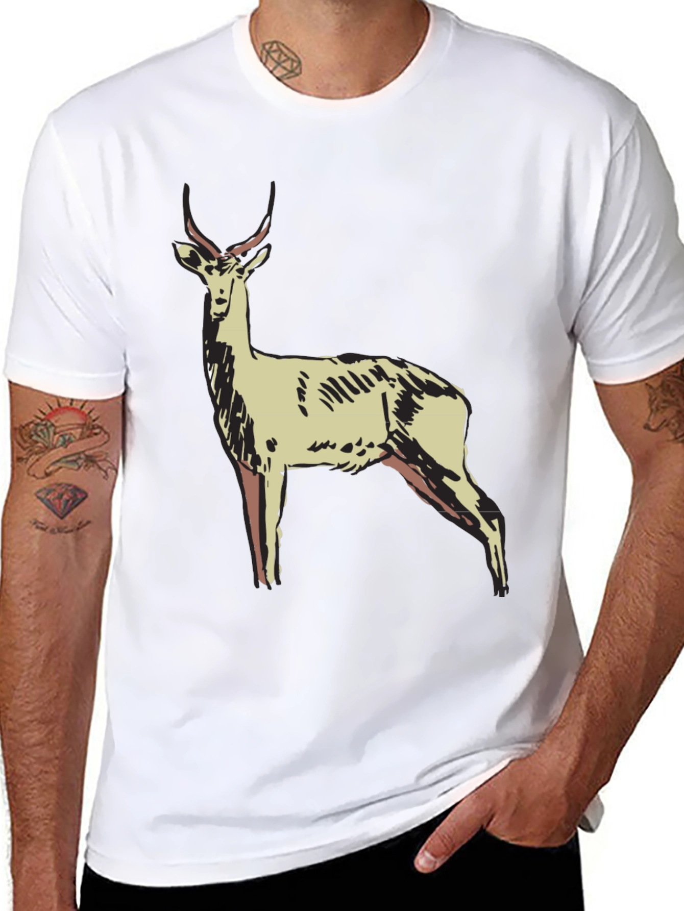 Antelope Graphic Print Black T-Shirt