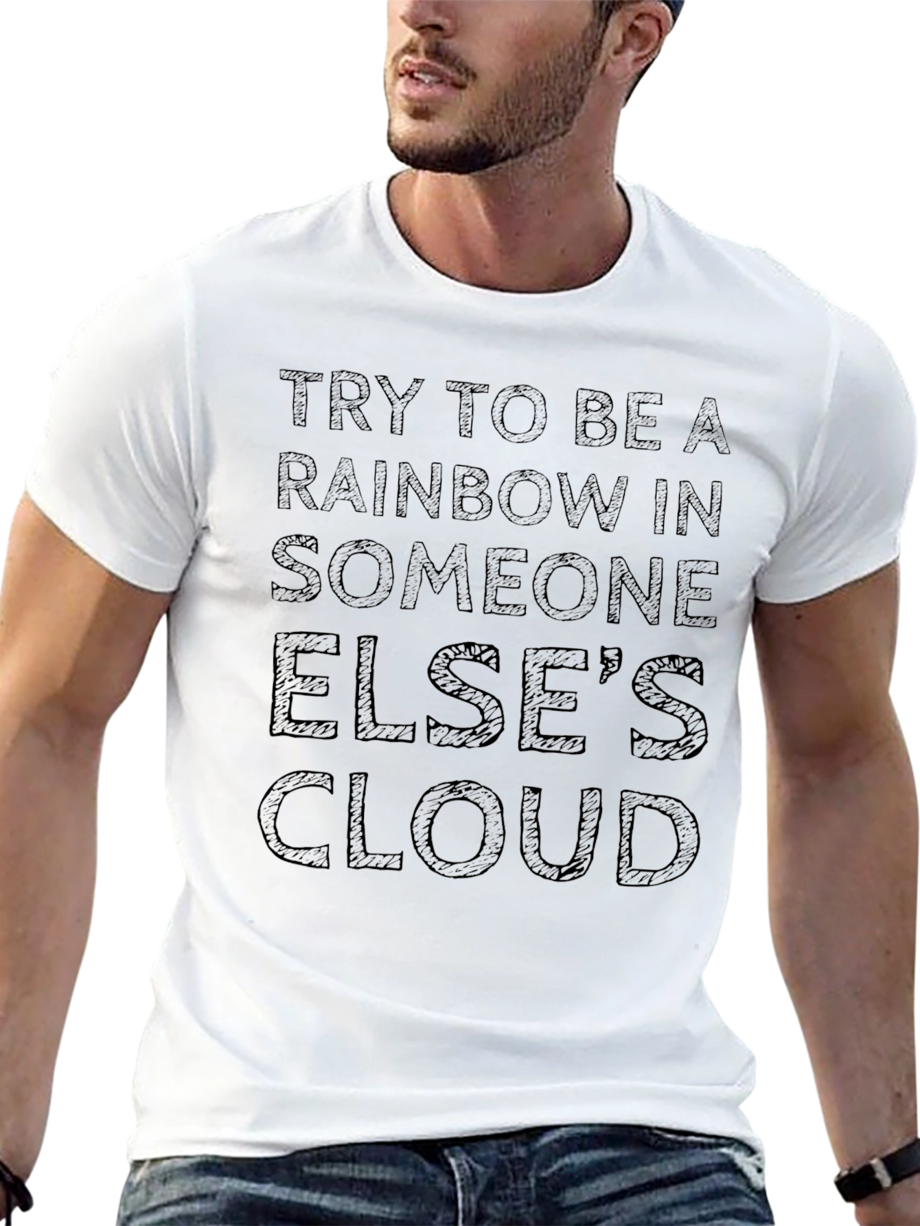 Inspirational Rainbow Cloud Graphic T-Shirt