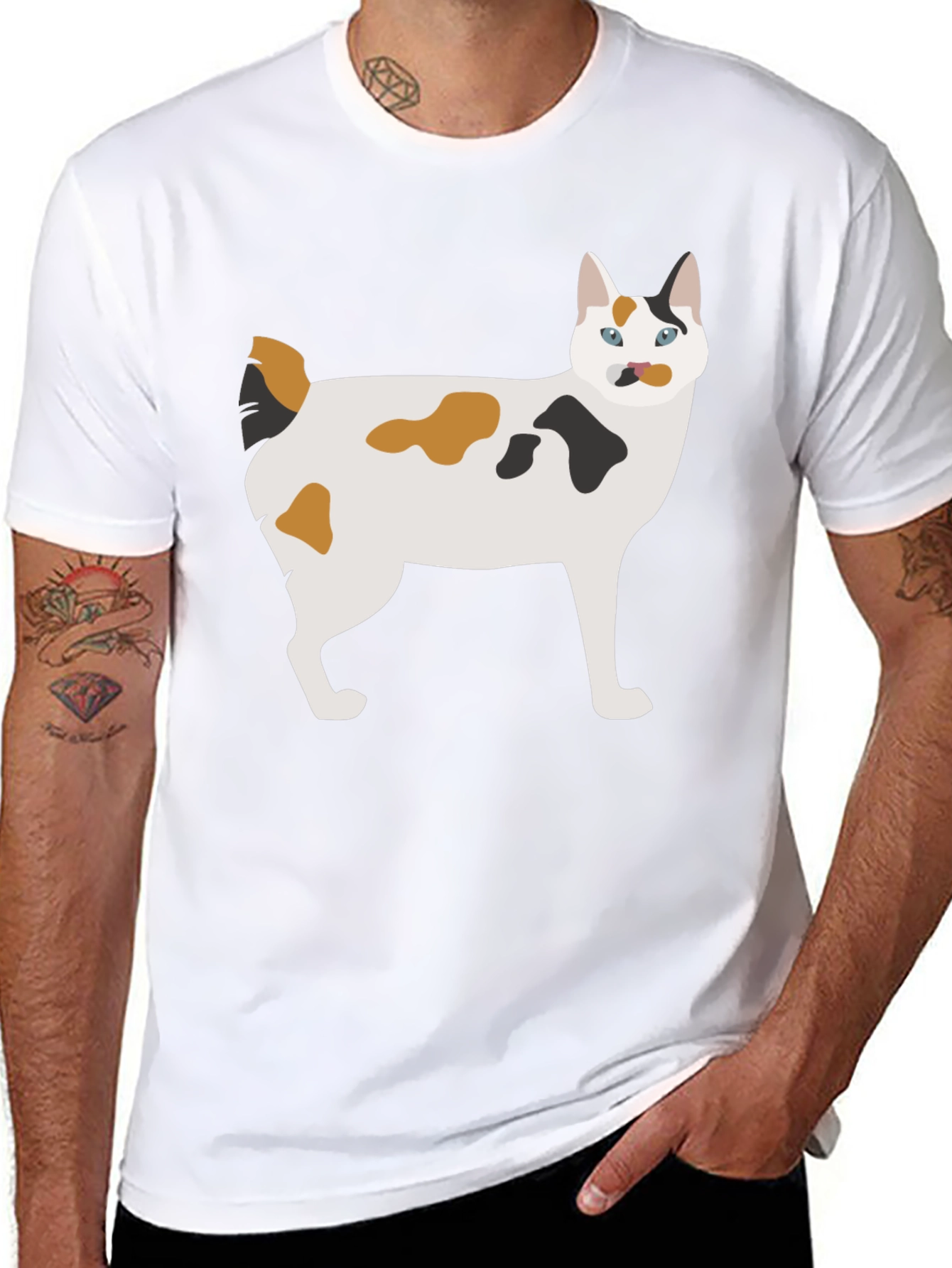 Maneki Neko Cat Graphic Tee - Black Cotton T-Shirt