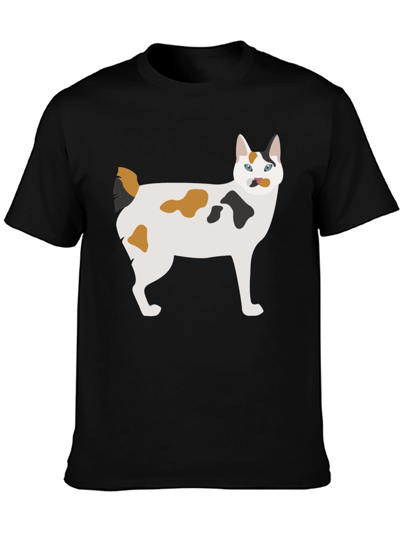 Maneki Neko Cat Graphic Tee - Black Cotton T-Shirt