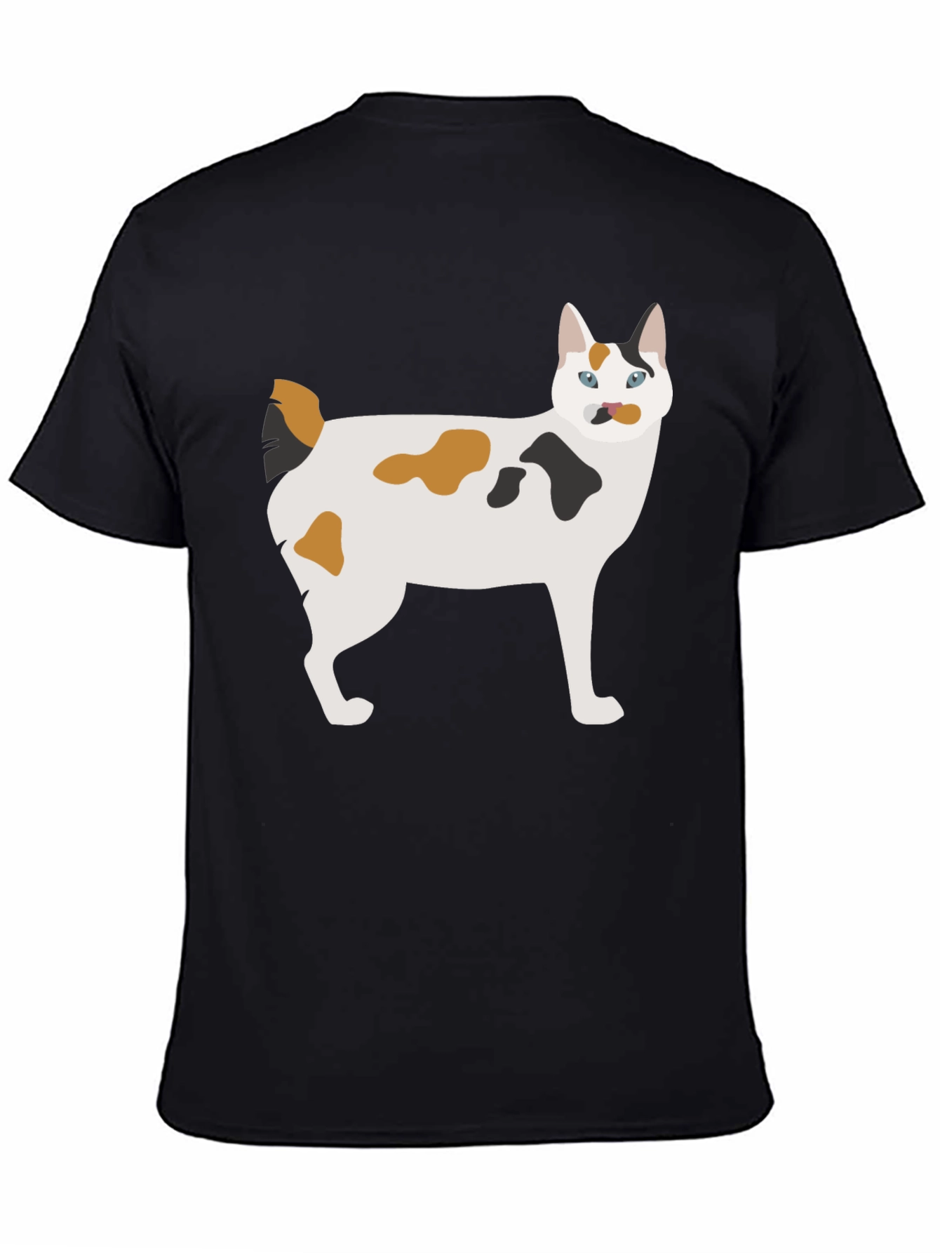 Maneki Neko Cat Graphic Tee - Black Cotton T-Shirt