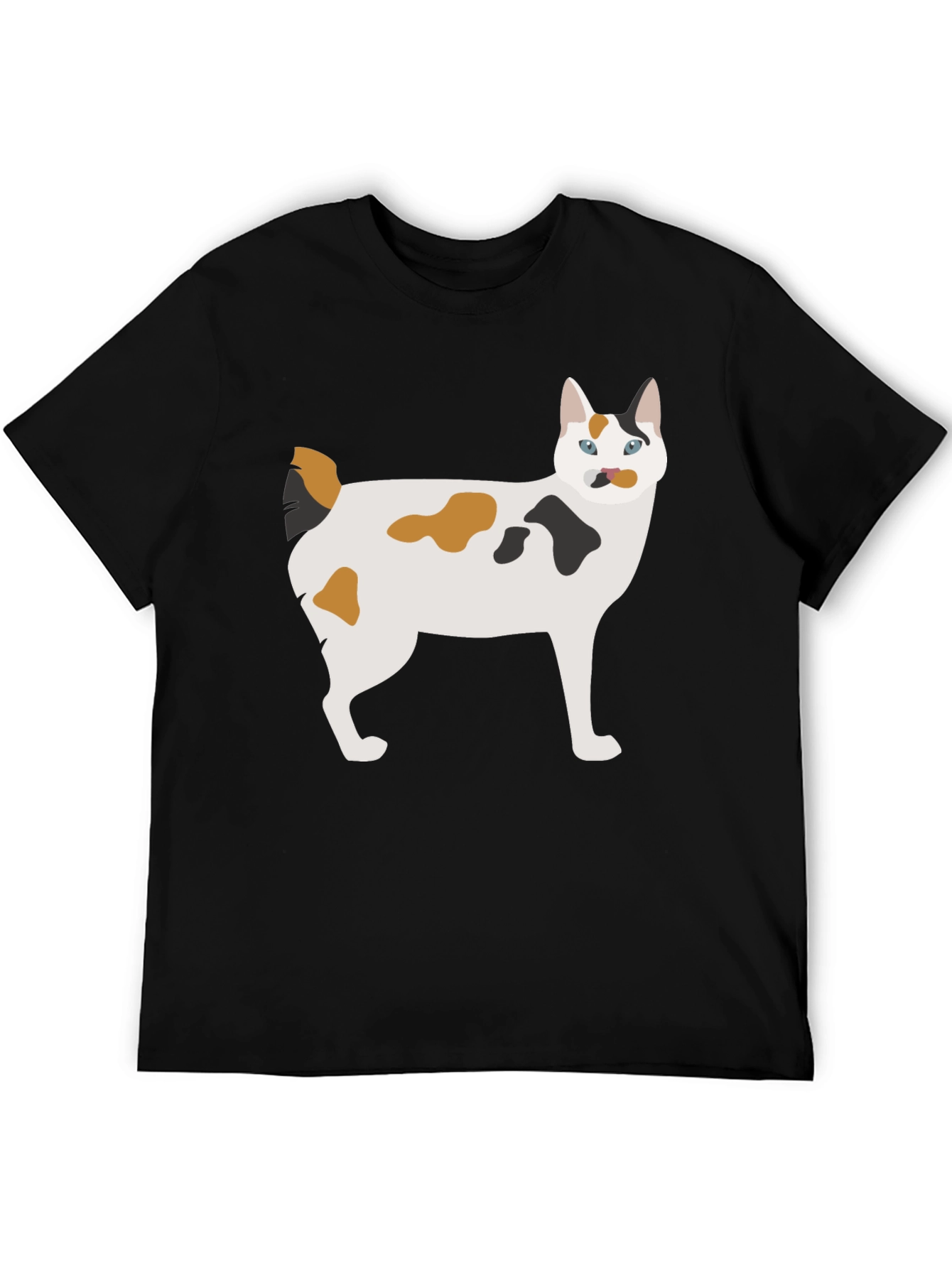 Maneki Neko Cat Graphic Tee - Black Cotton T-Shirt