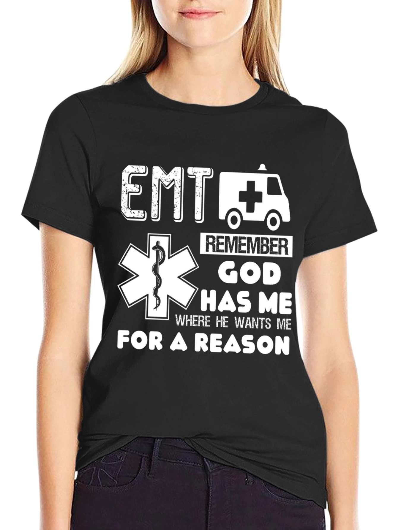 EMT God Has Me Black T-Shirt