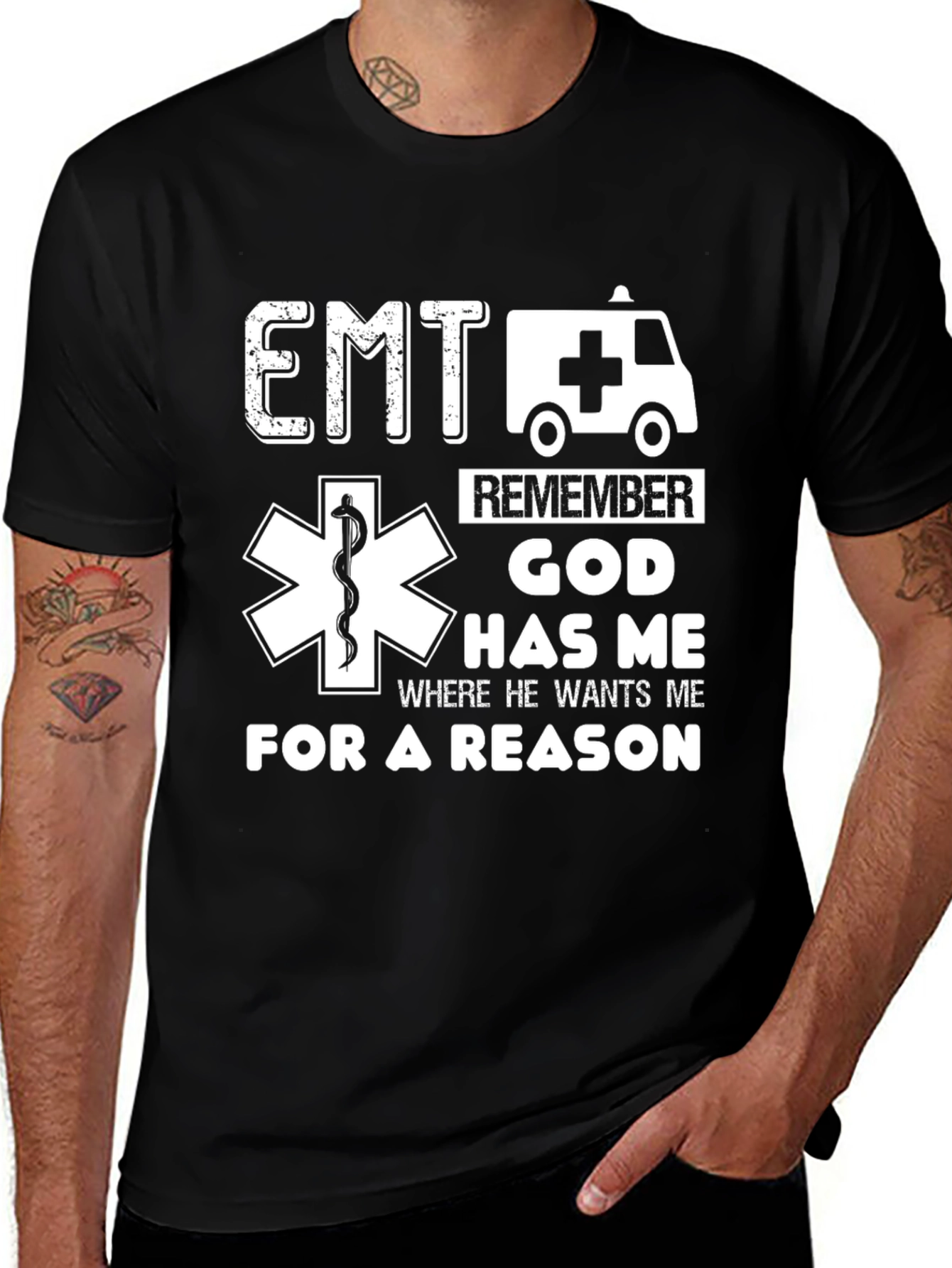EMT God Has Me Black T-Shirt