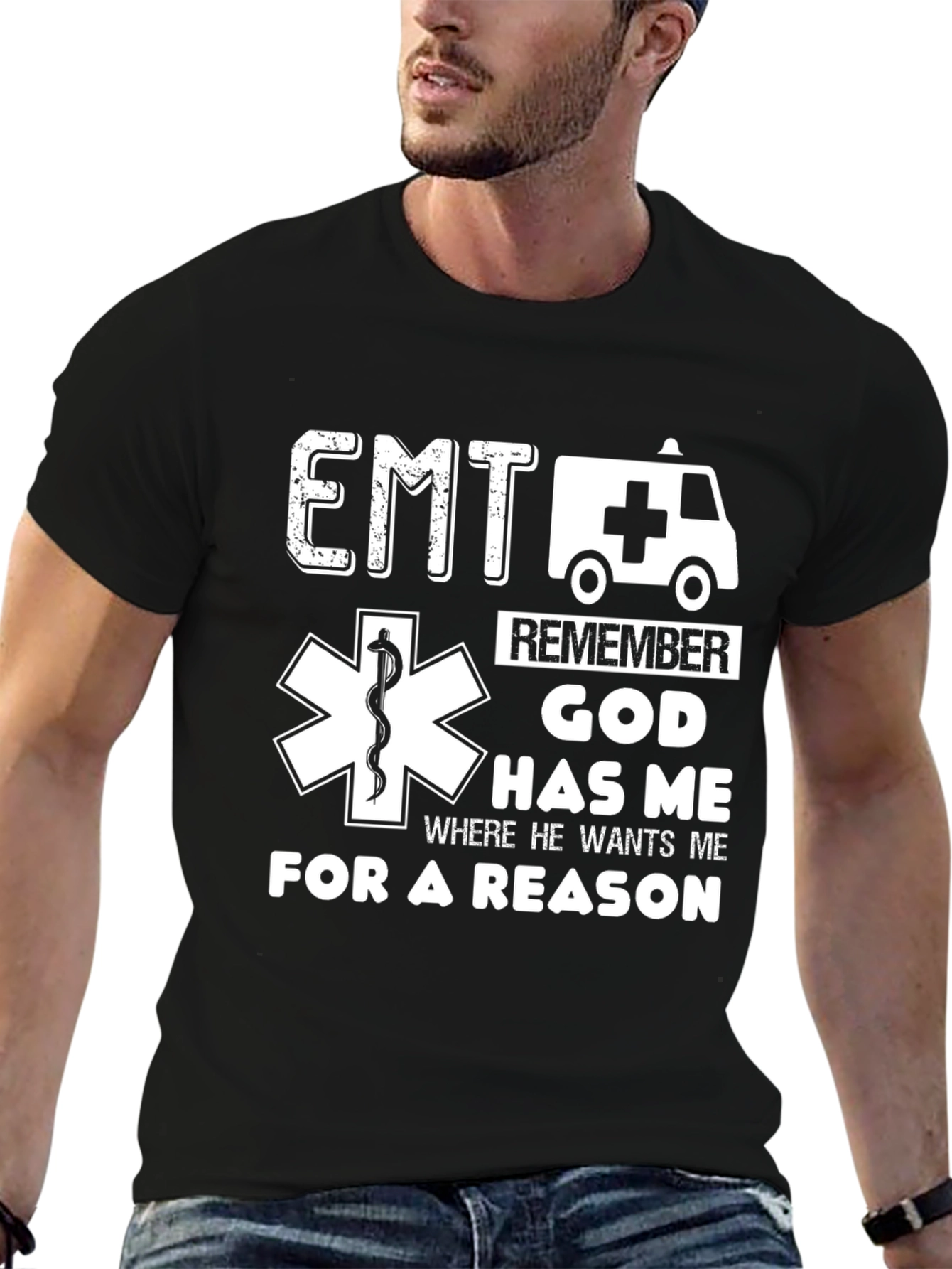 EMT God Has Me Black T-Shirt