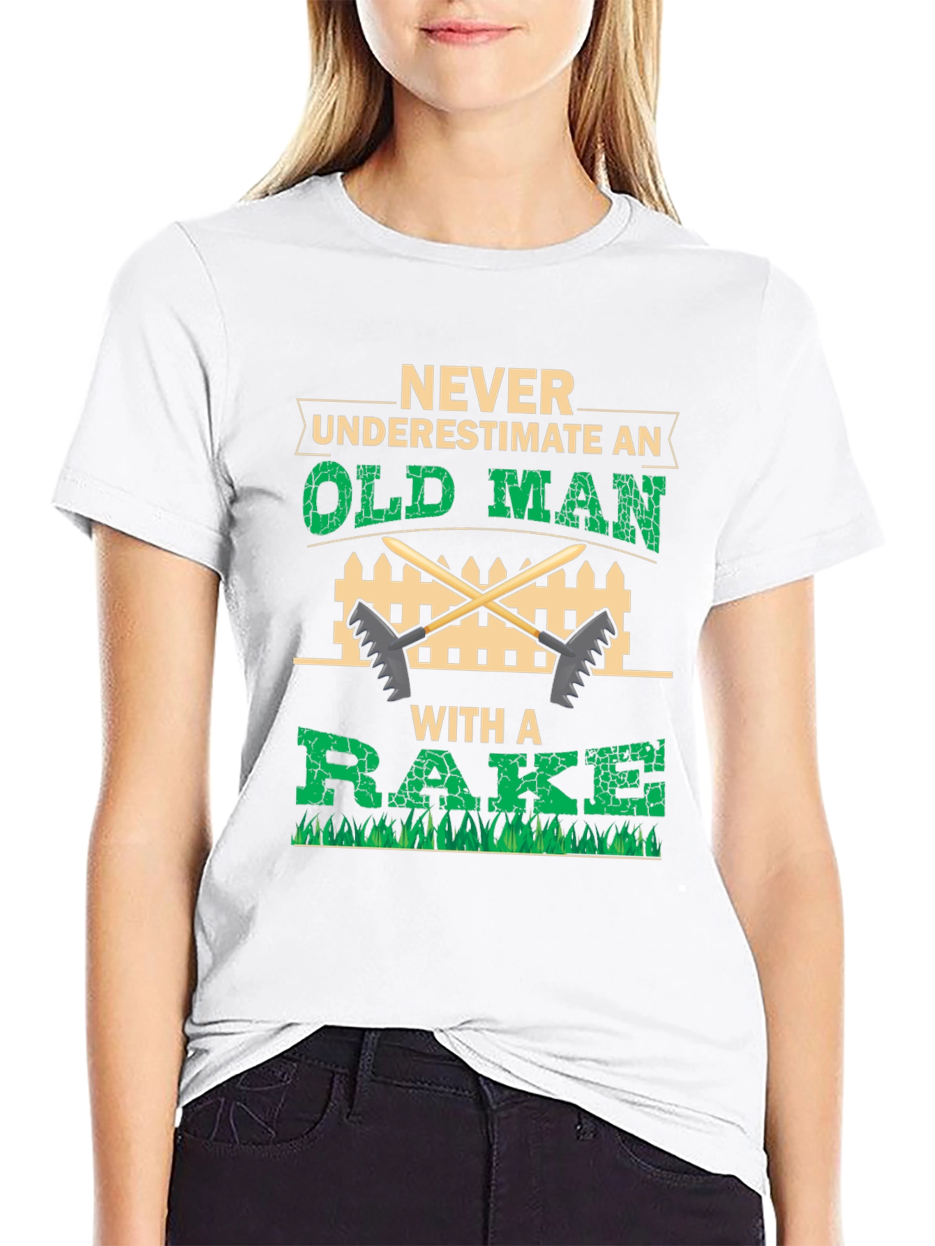 Never Underestimate Old Man With A Rake T-Shirt