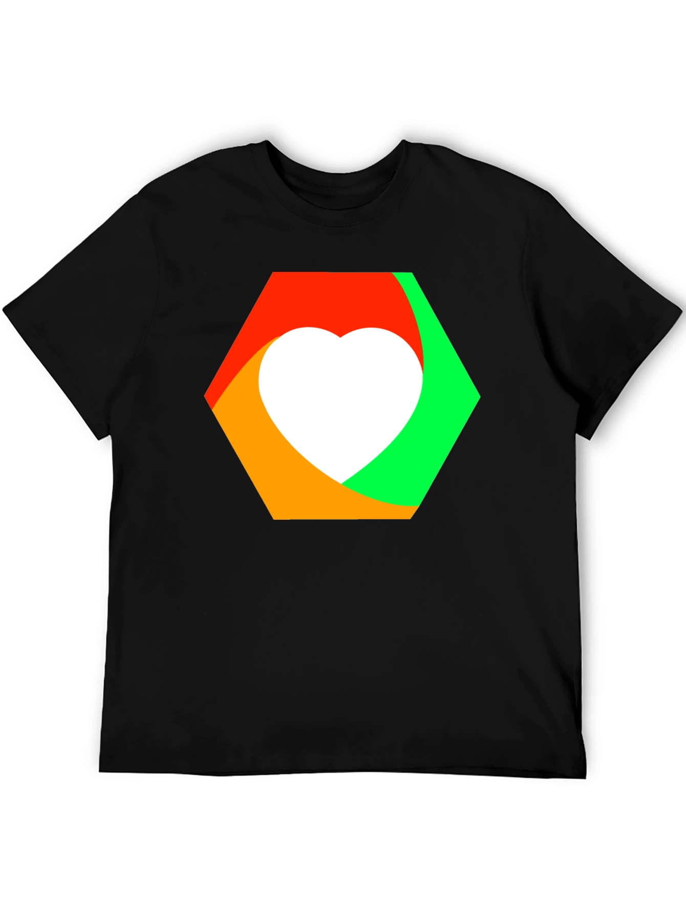 Heart Hexagon Graphic Tee - Modern Style