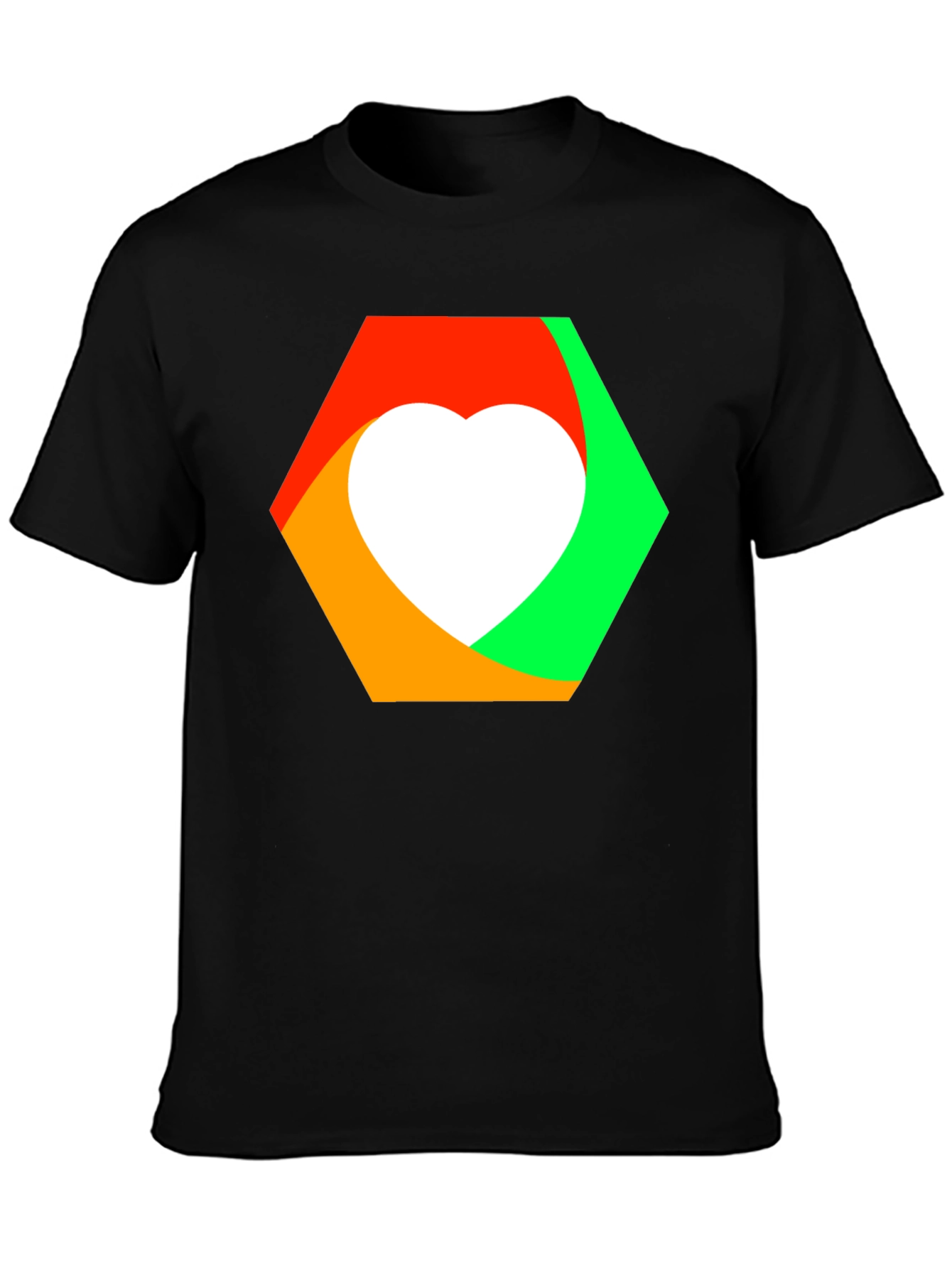 Heart Hexagon Graphic Tee - Modern Style