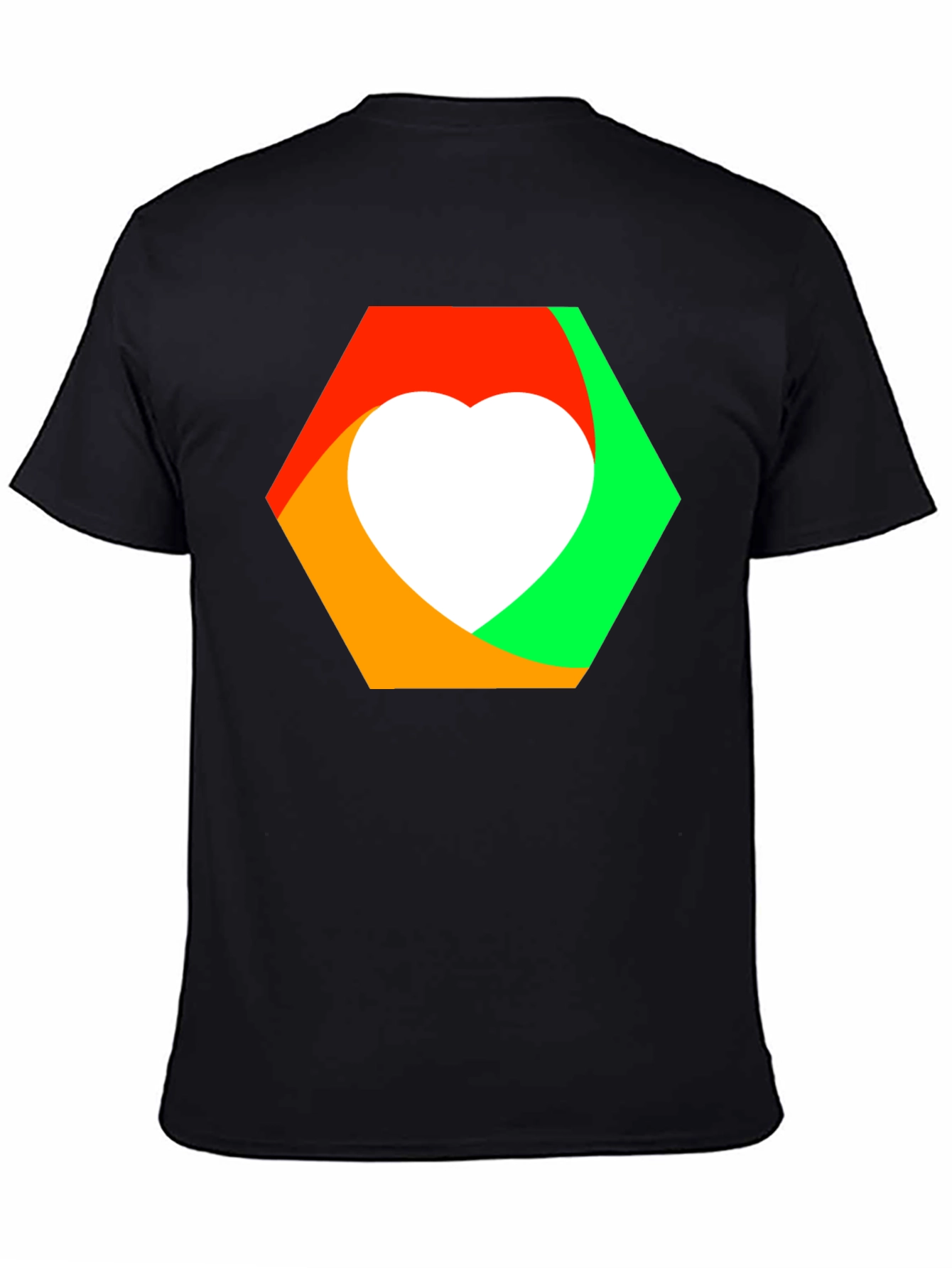 Heart Hexagon Graphic Tee - Modern Style
