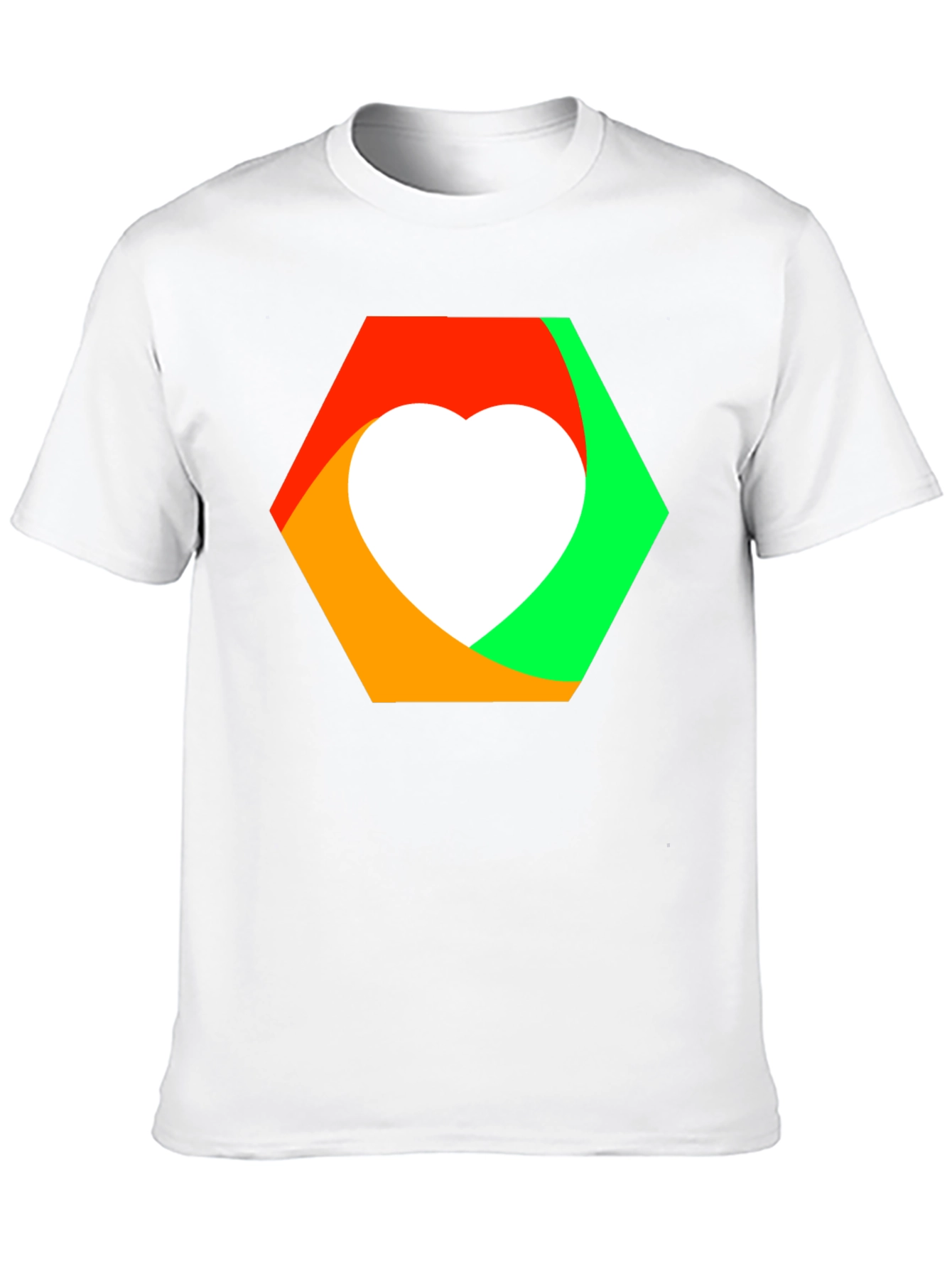 Heart Hexagon Graphic Tee - Modern Style