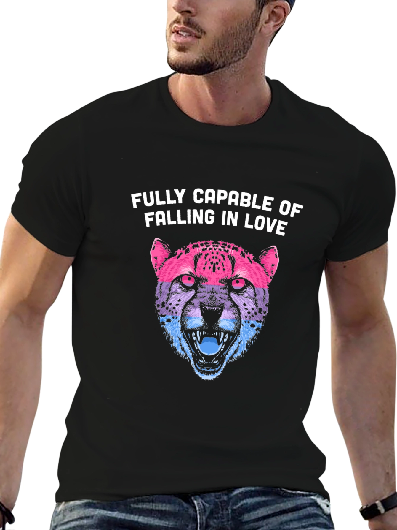 Bi Pride Cheetah T-Shirt - Fully Capable of Love