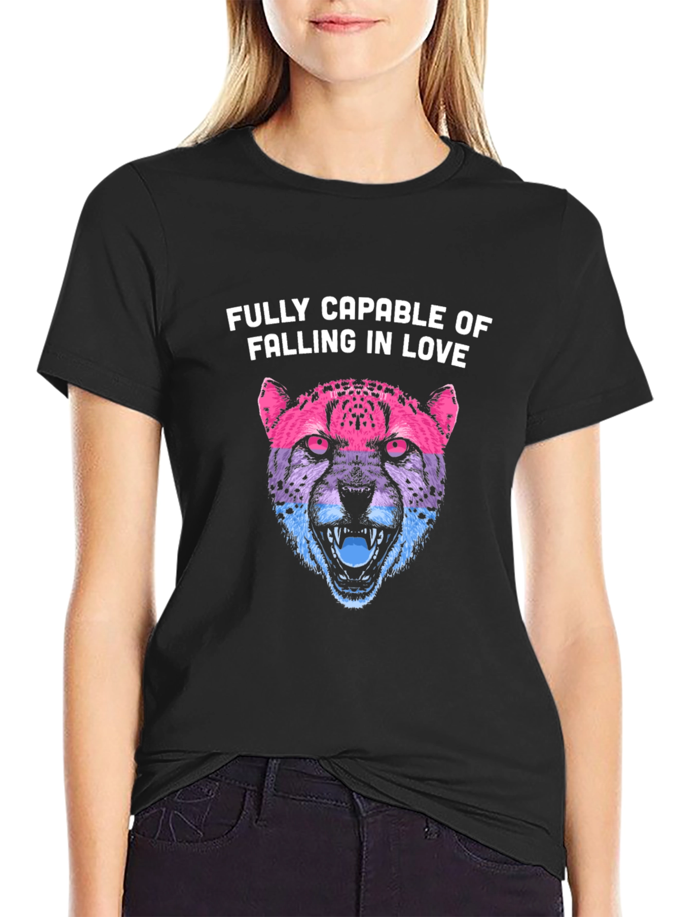 Bi Pride Cheetah T-Shirt - Fully Capable of Love