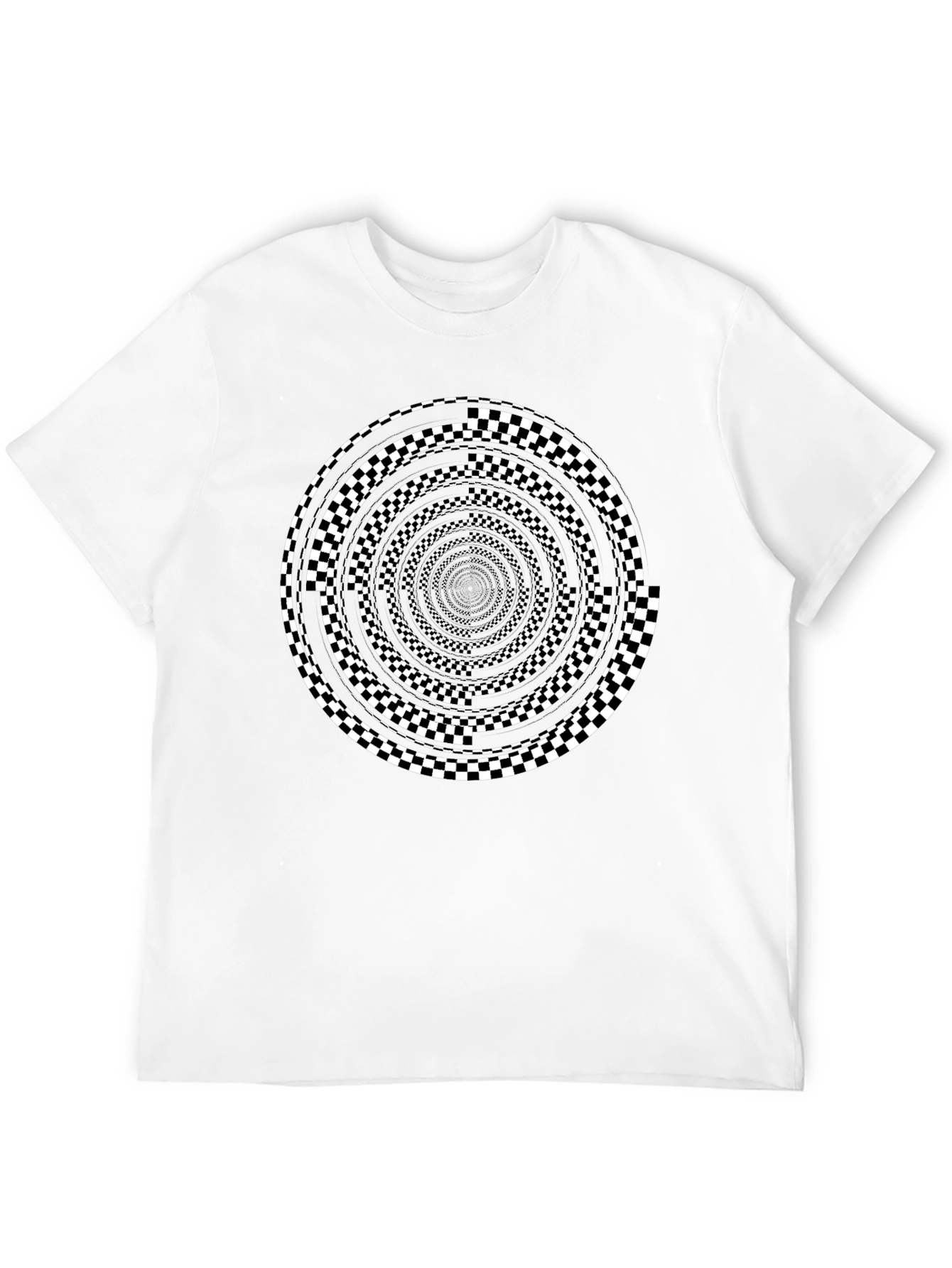 Hypnotic Spiral Graphic Tee - Black Cotton Crew Neck