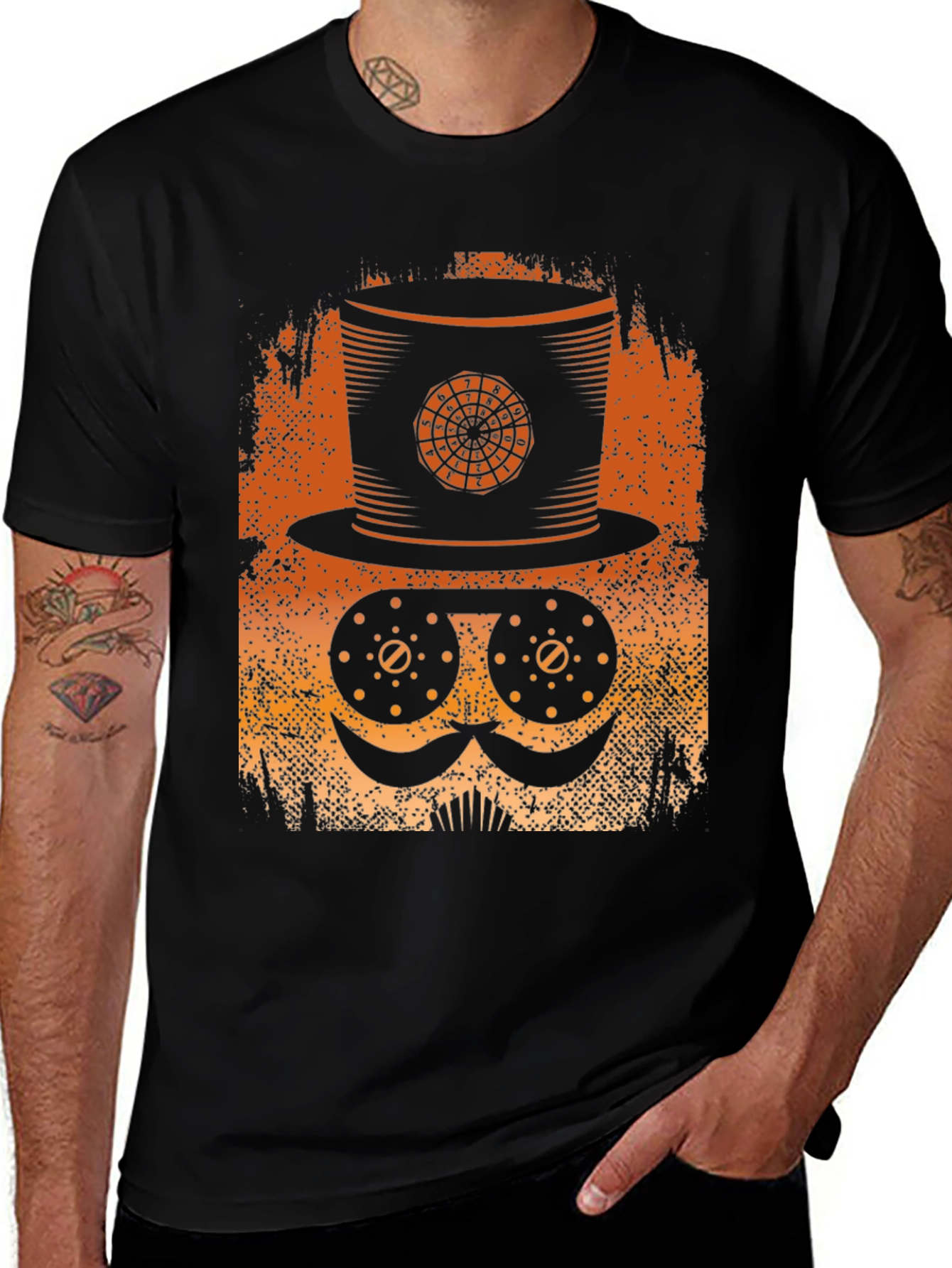 Steampunk Style Top Hat & Goggles Graphic Tee