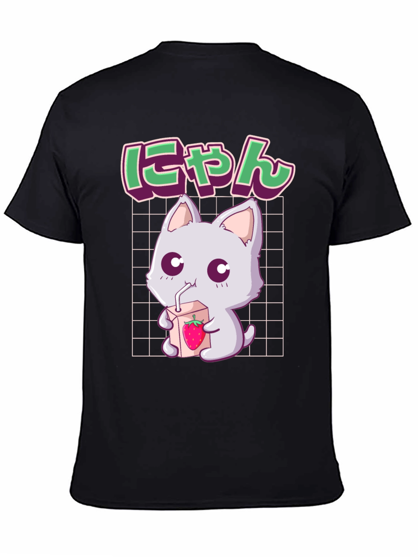 Kawaii Cat Strawberry Milk Anime Graphic Tee