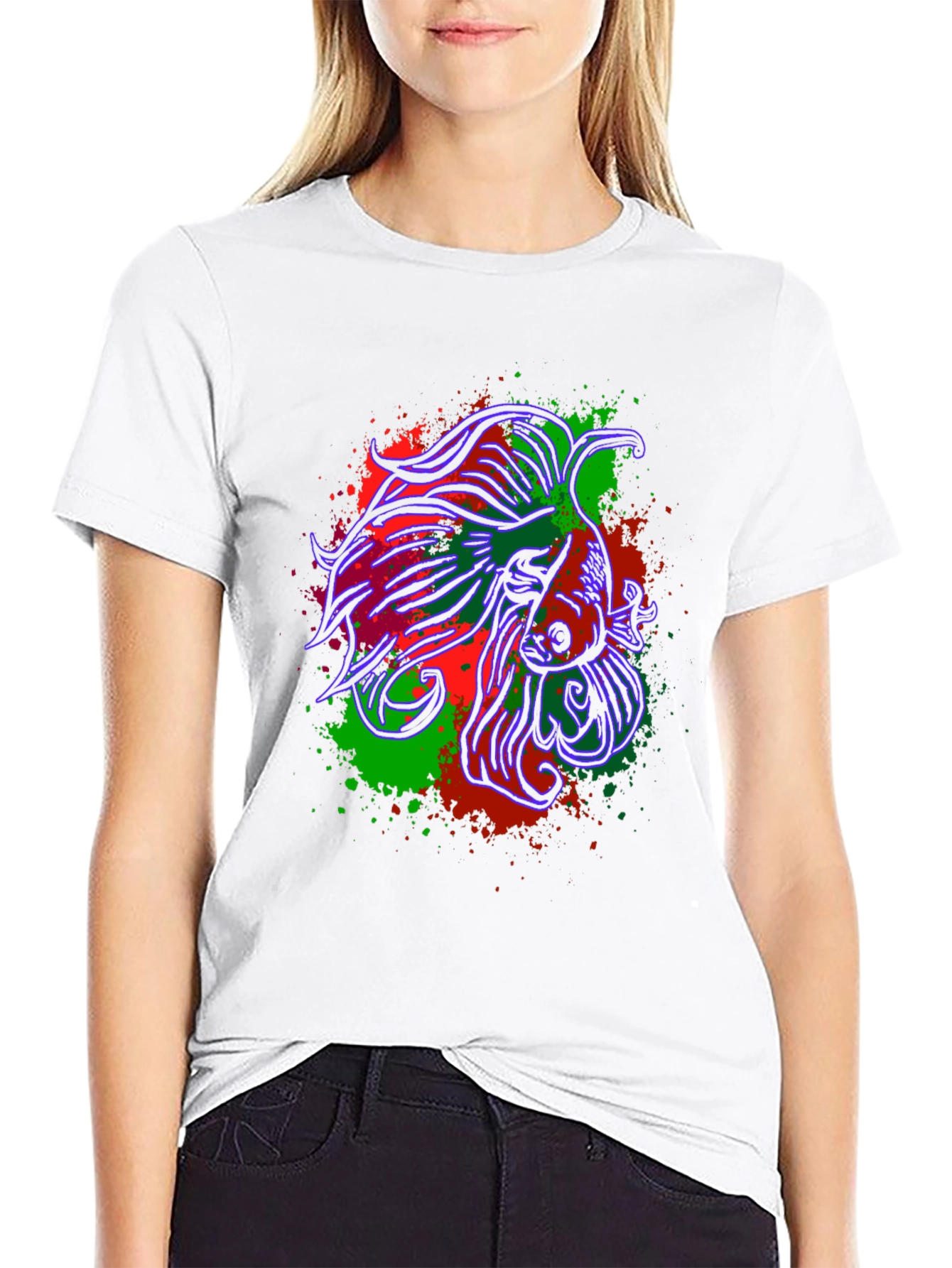 Betta Fish Graphic Tee - Mens Black Cotton T-Shirt