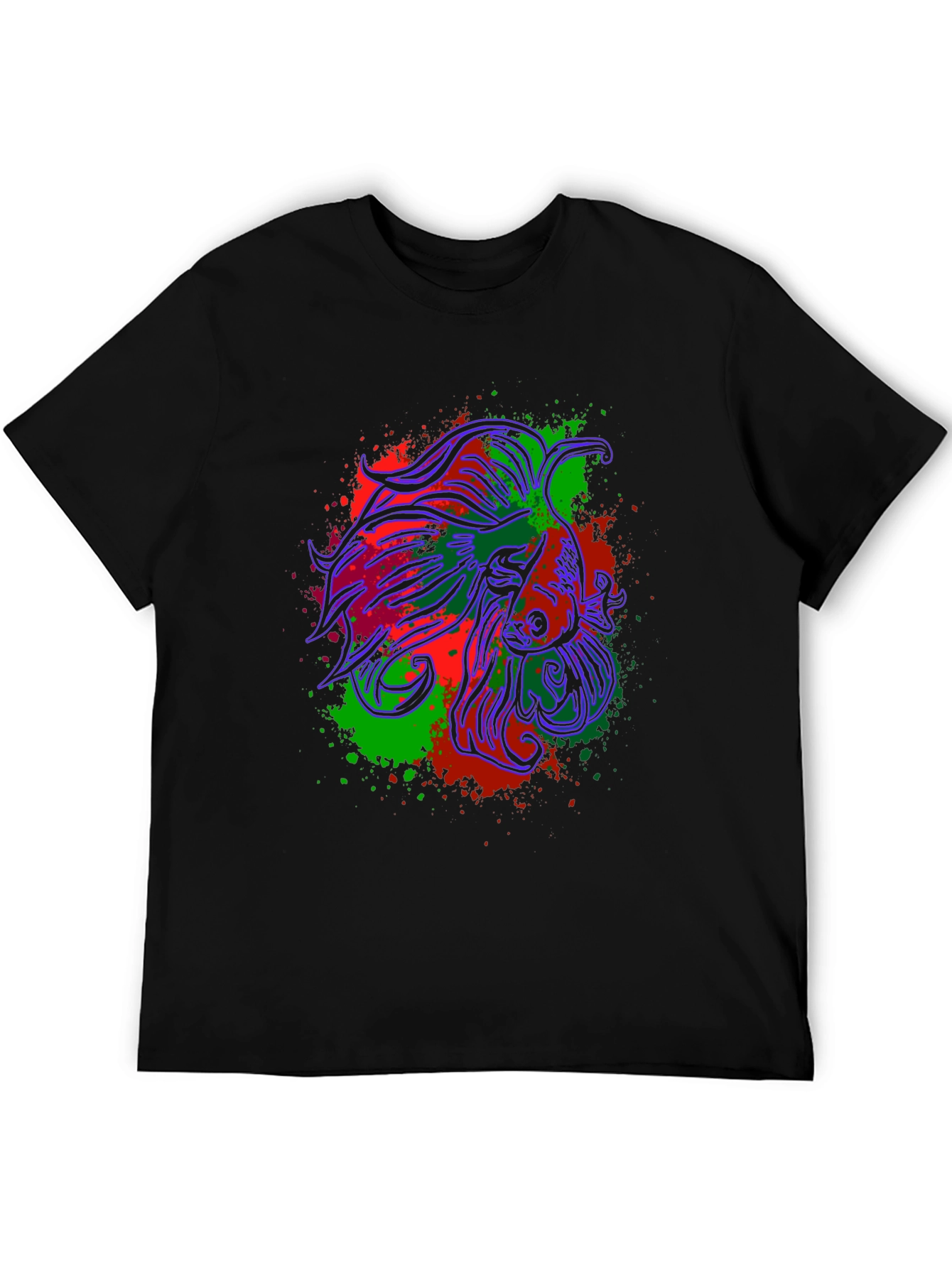 Betta Fish Graphic Tee - Mens Black Cotton T-Shirt