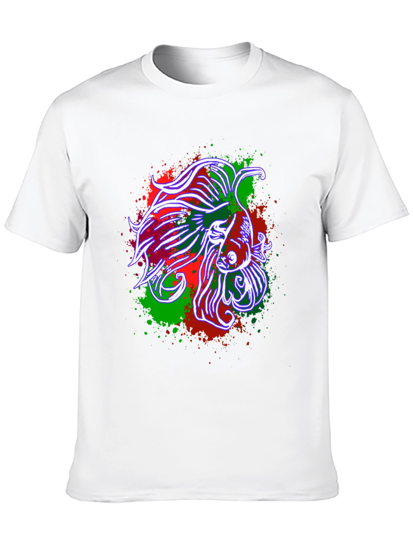 Betta Fish Graphic Tee - Mens Black Cotton T-Shirt