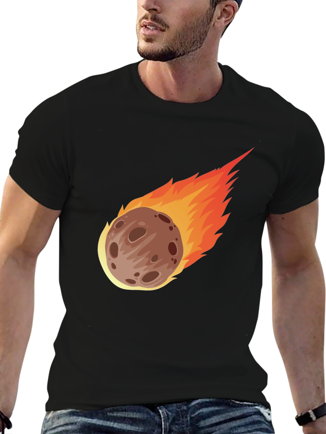 Meteor Strike Graphic T-Shirt - Black Cotton Tee