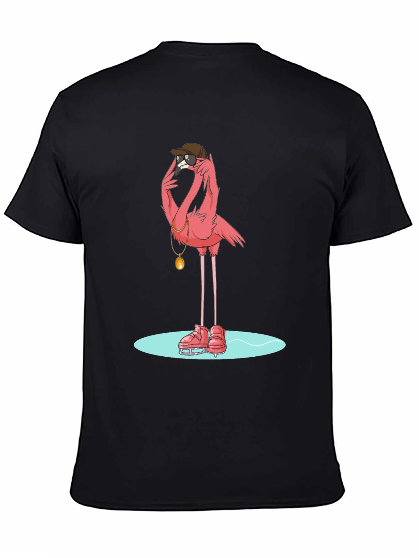 Cool Flamingo Skater Black T-Shirt
