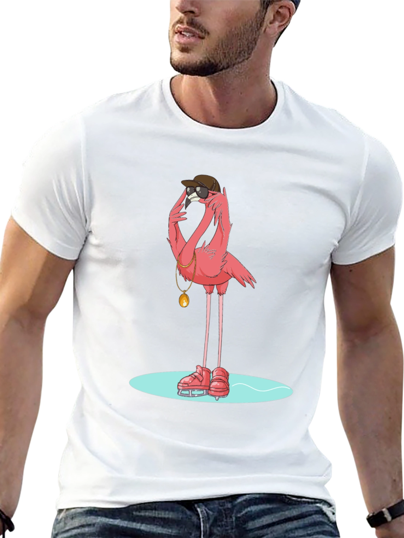 Cool Flamingo Skater Black T-Shirt
