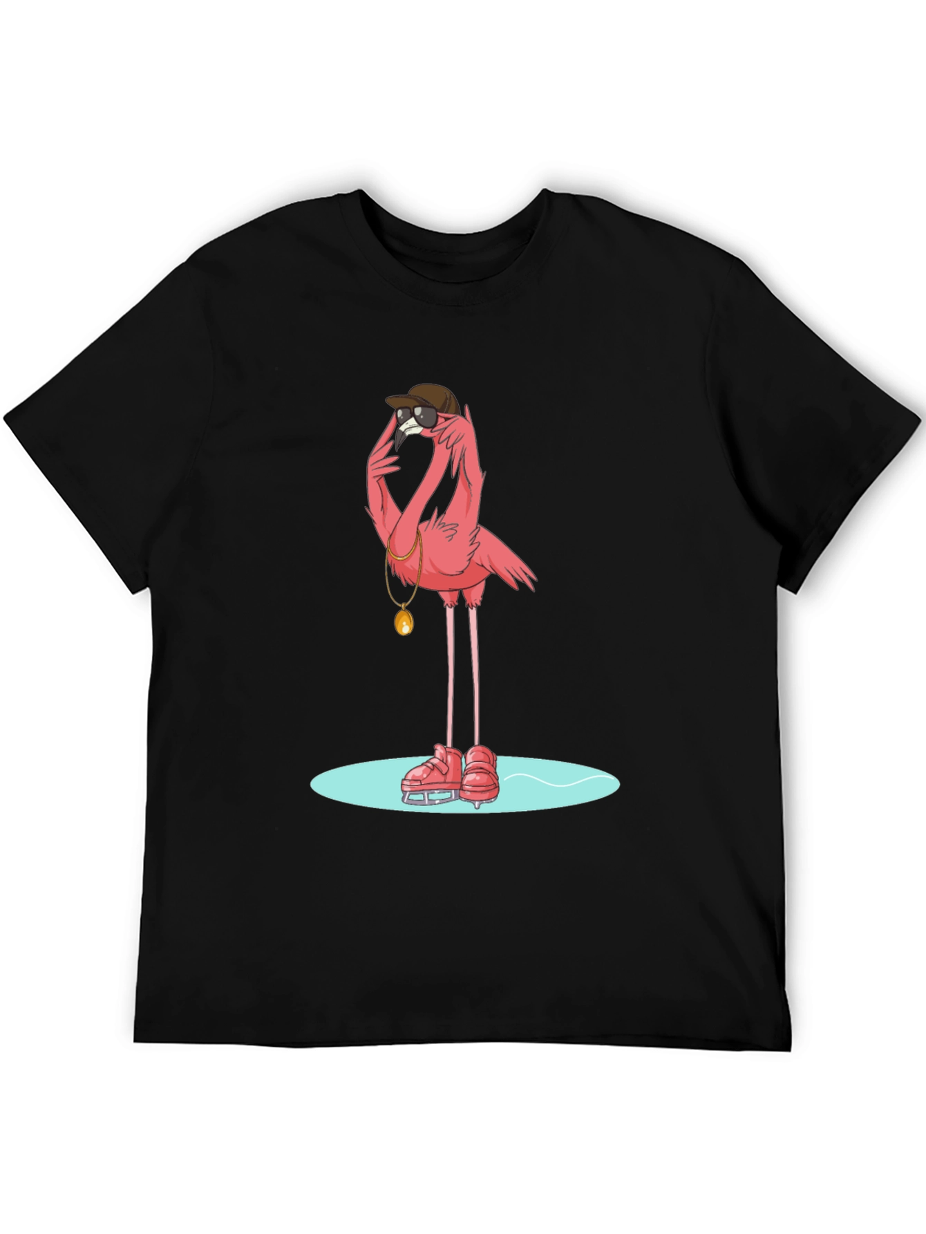 Cool Flamingo Skater Black T-Shirt