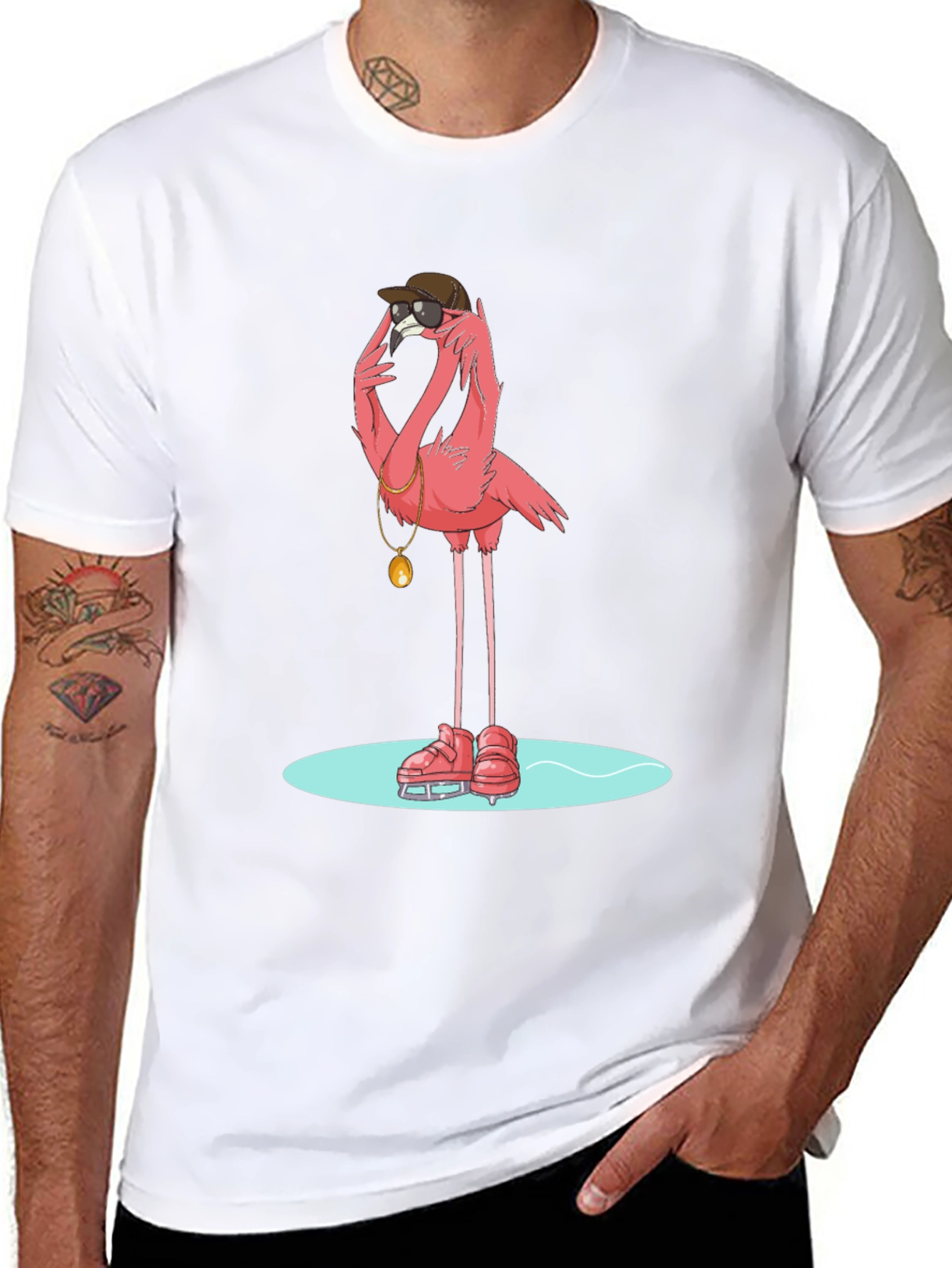 Cool Flamingo Skater Black T-Shirt