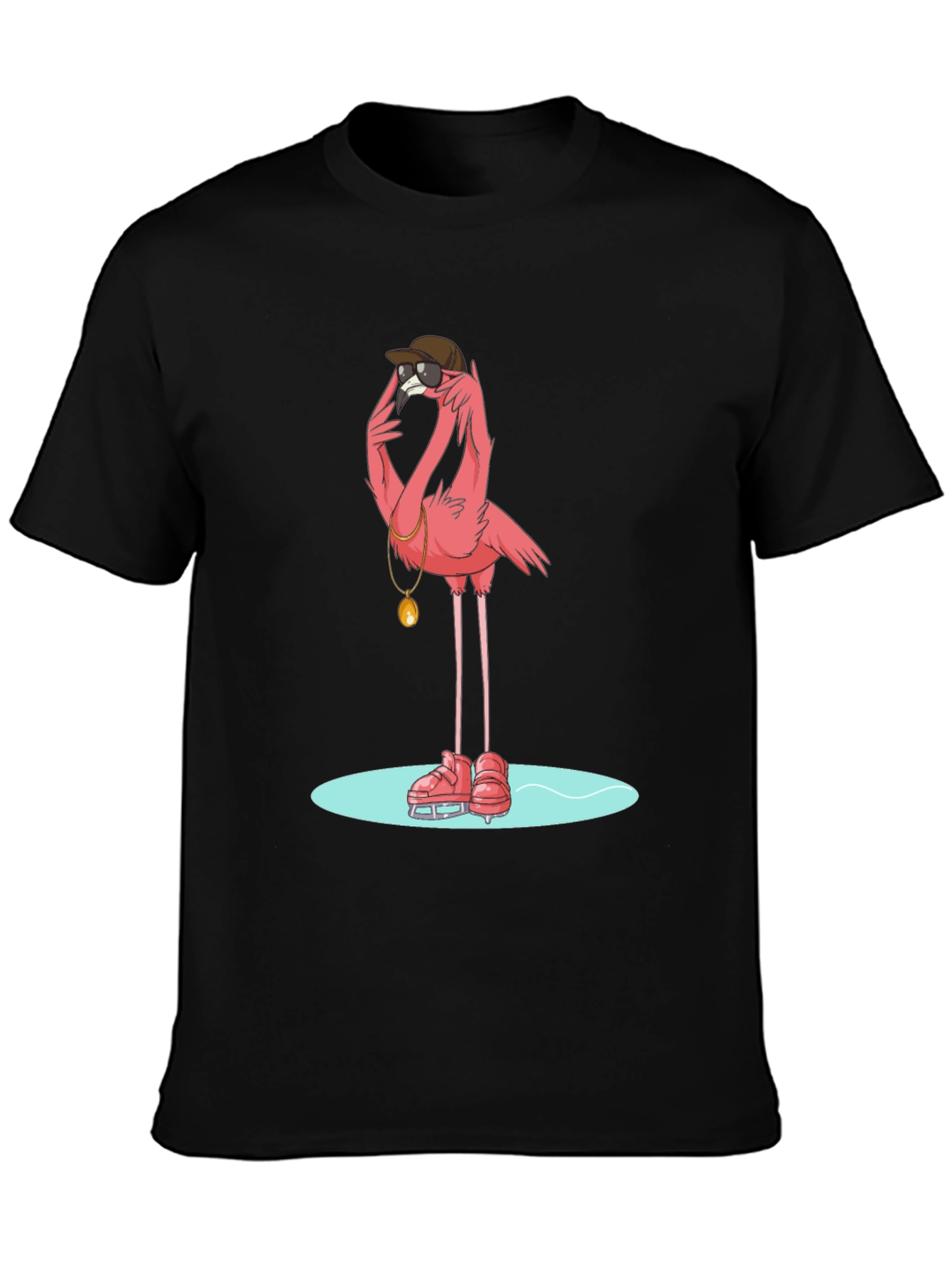 Cool Flamingo Skater Black T-Shirt