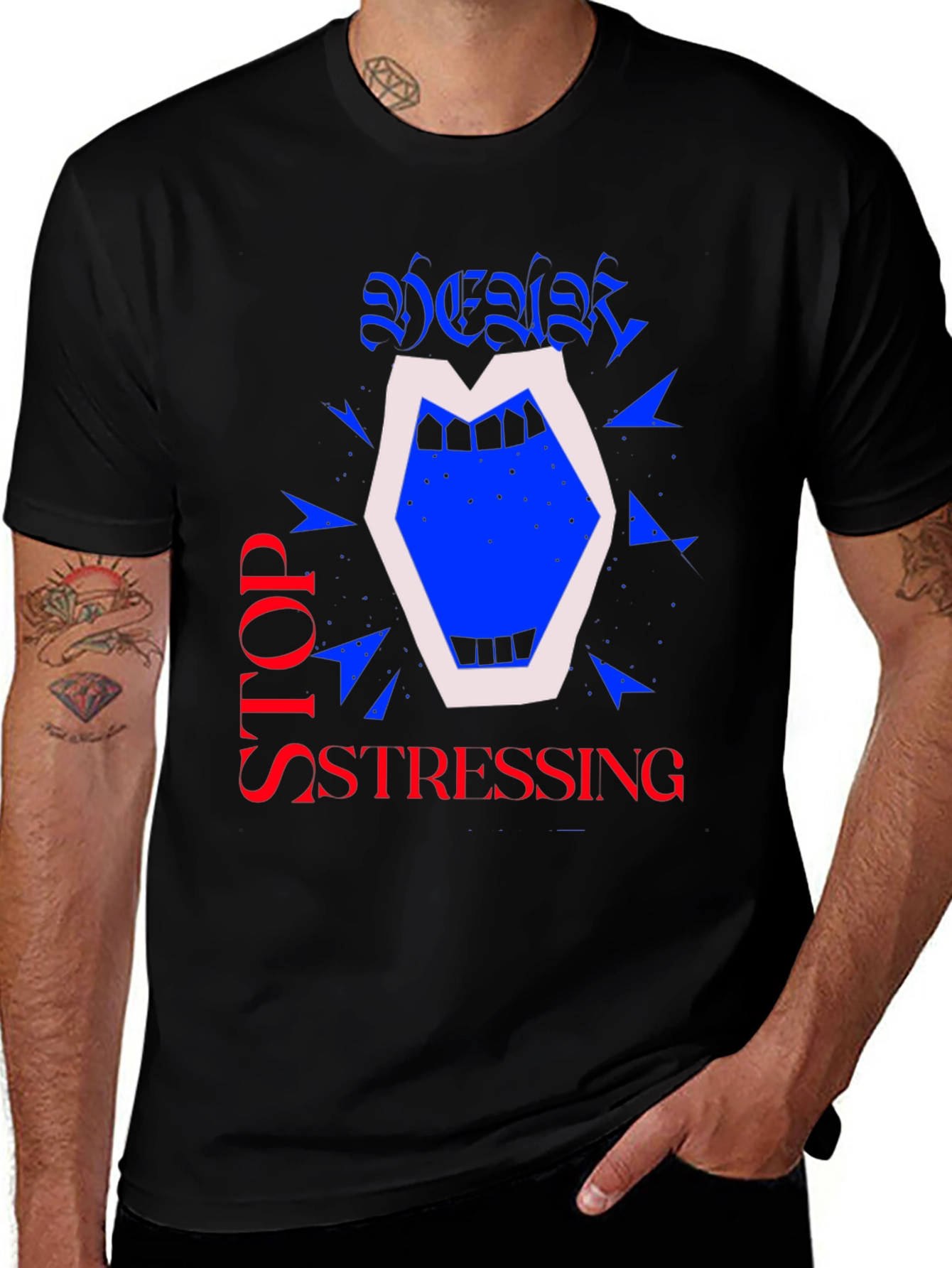 Stop Stressing Graphic Tee - Black