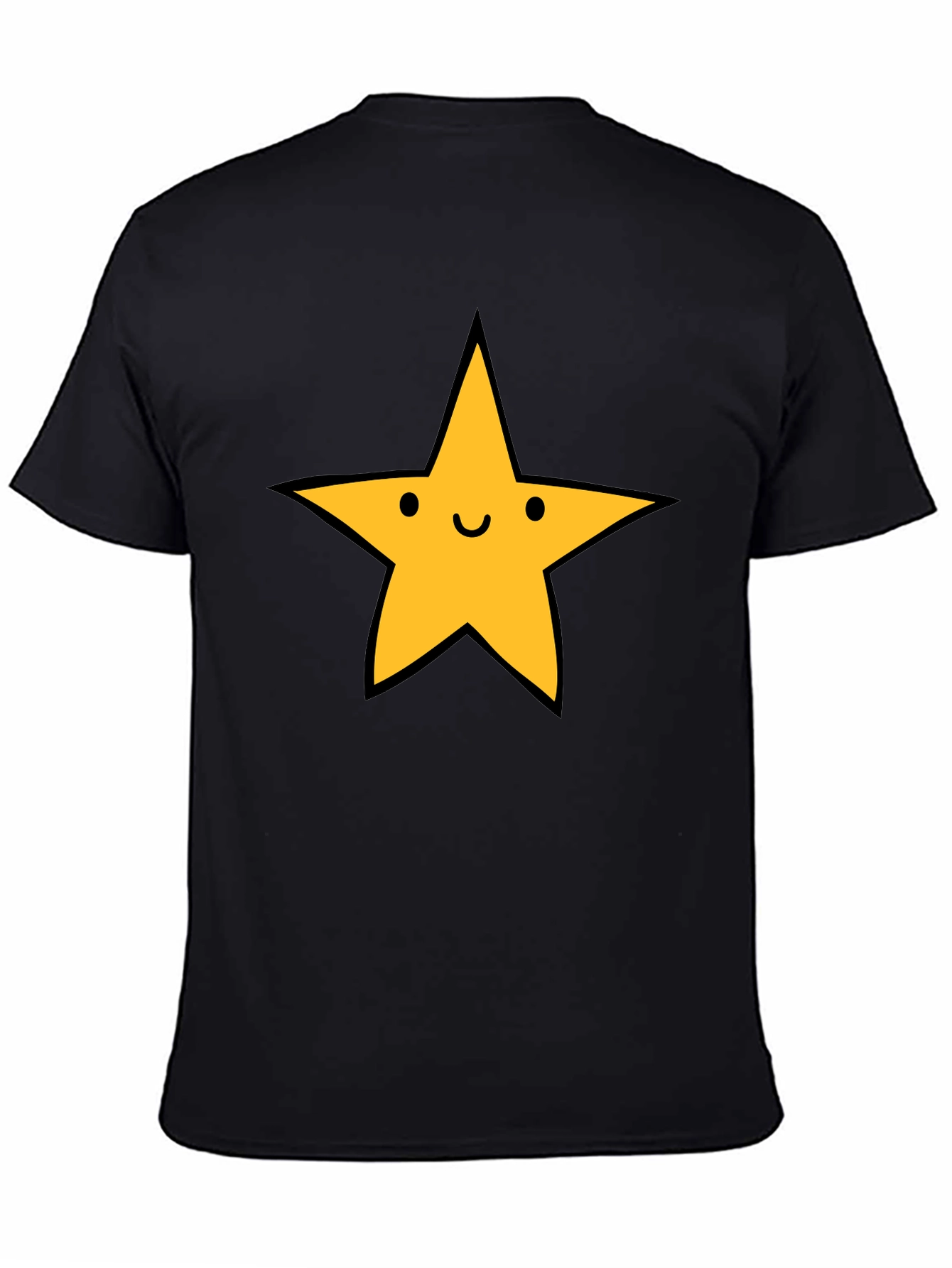 Happy Star Graphic Tee - Black Casual T-Shirt