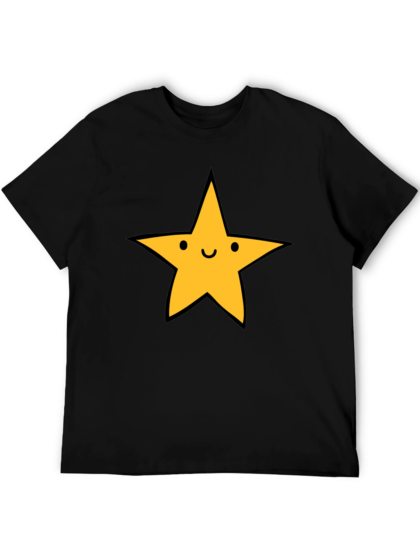 Happy Star Graphic Tee - Black Casual T-Shirt