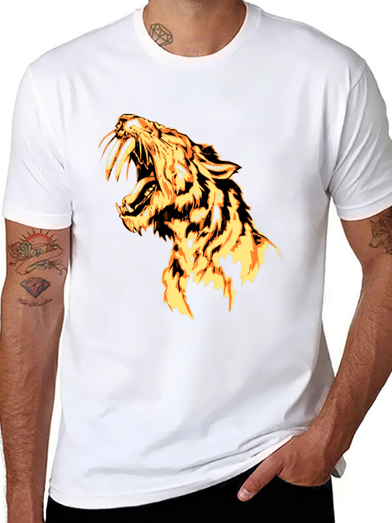 Fiery Tiger Graphic Tee - Bold Style