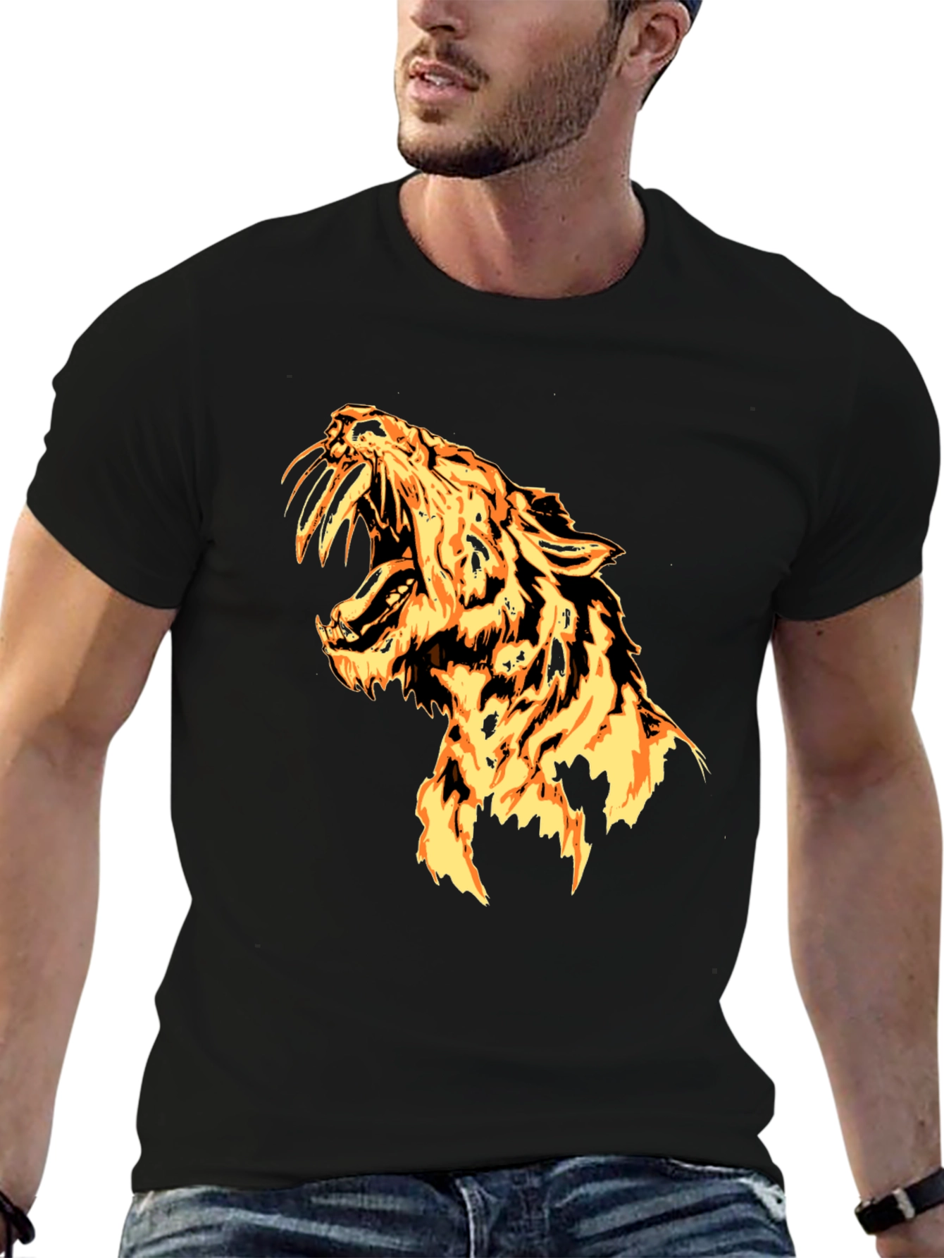 Fiery Tiger Graphic Tee - Bold Style