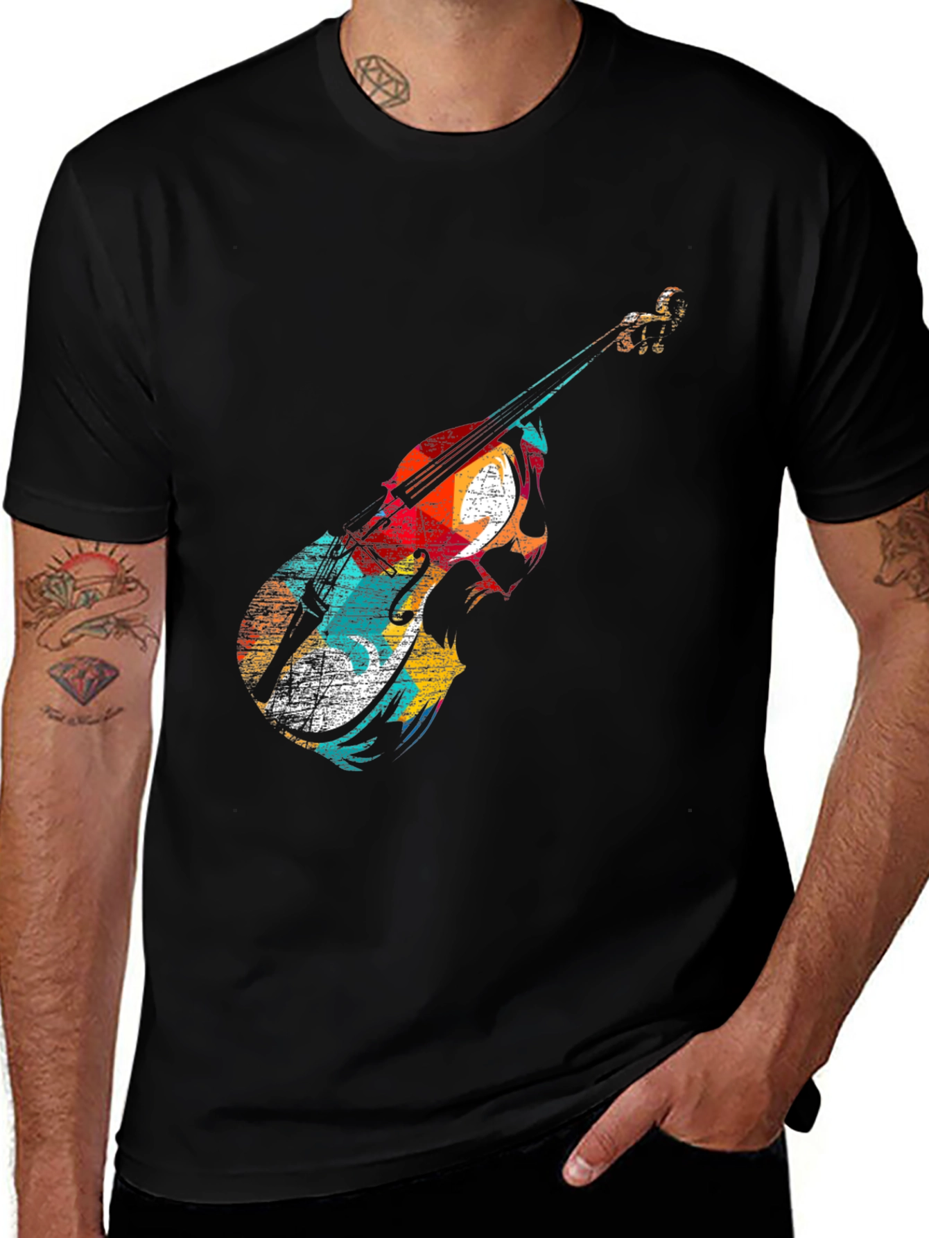 Abstract Violin Graphic Tee - Music Lover Shirt