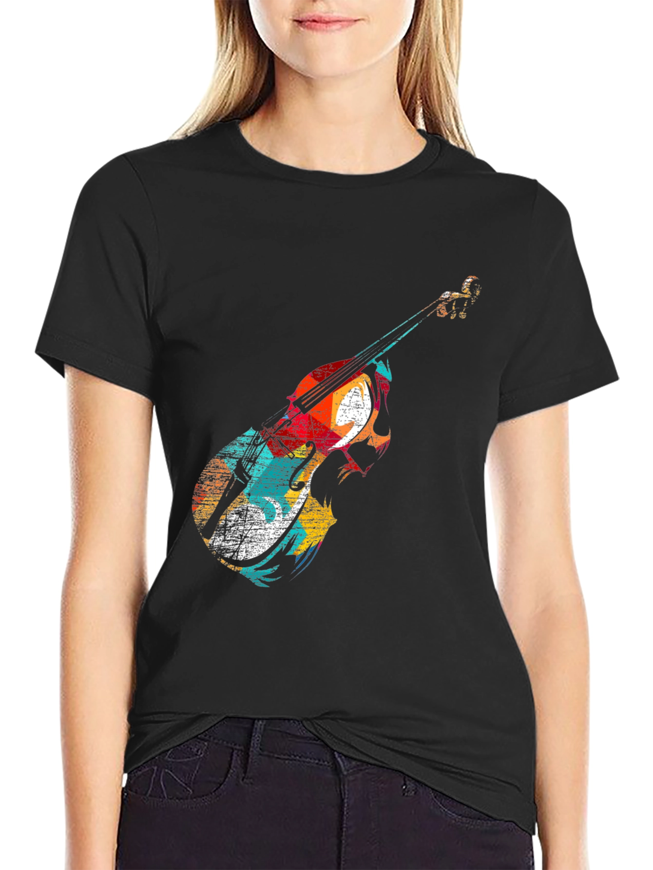 Abstract Violin Graphic Tee - Music Lover Shirt