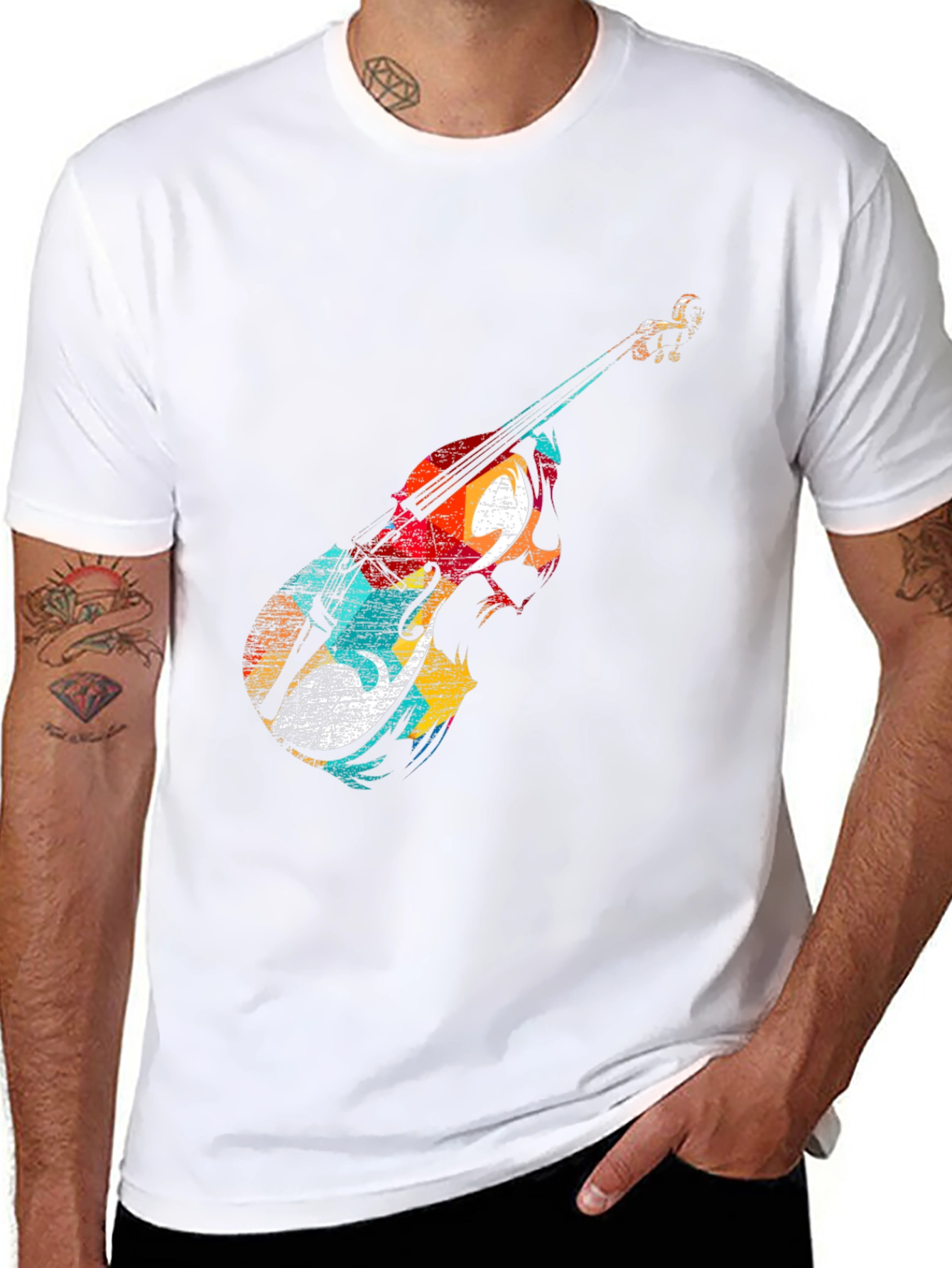 Abstract Violin Graphic Tee - Music Lover Shirt