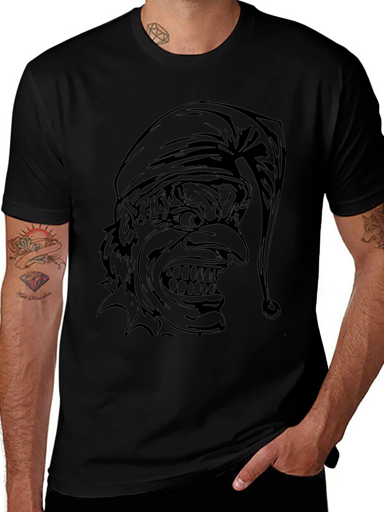 Mens Black Evil Jester Graphic T-Shirt