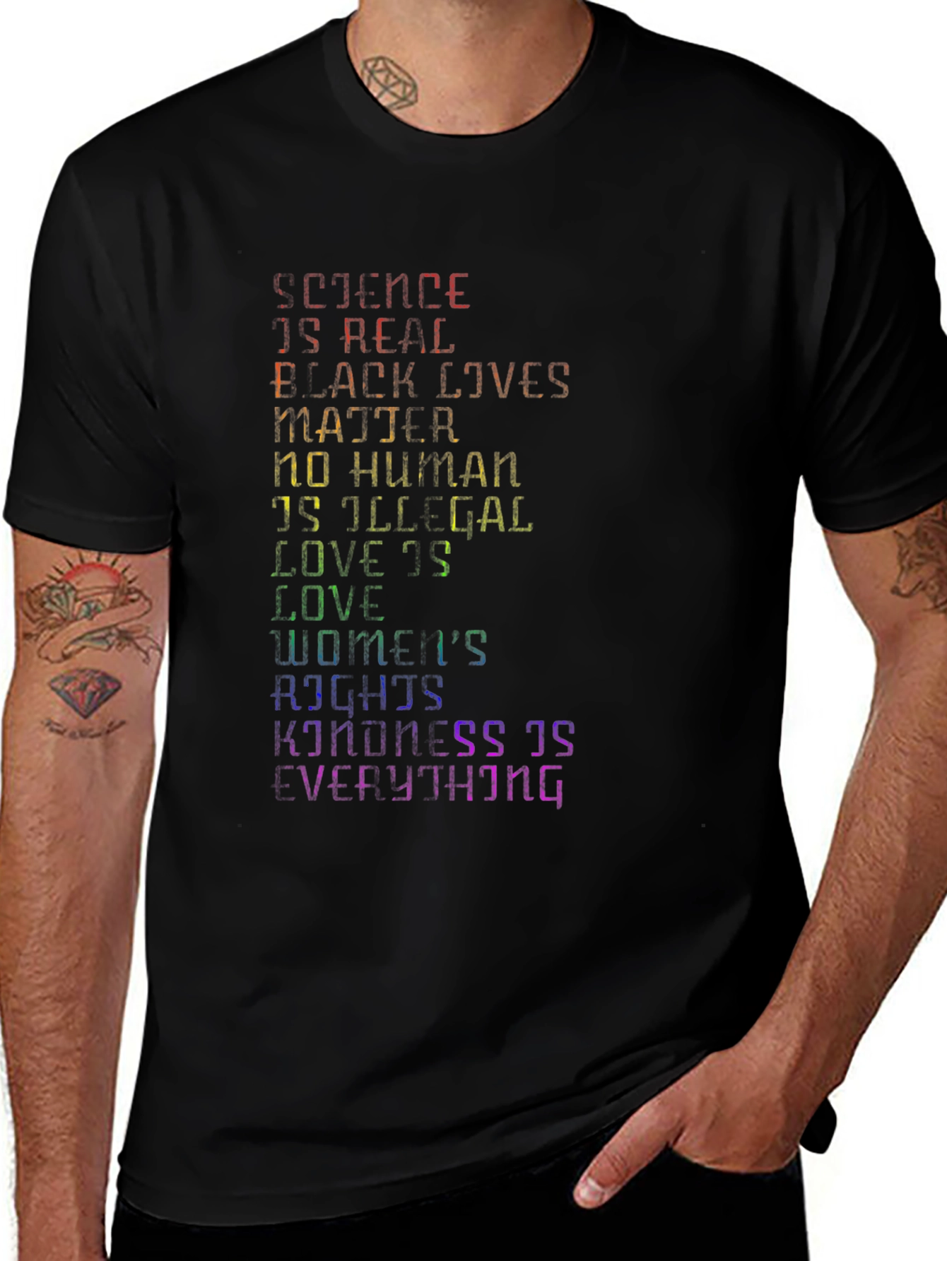 Equality & Kindness Graphic T-Shirt - Black